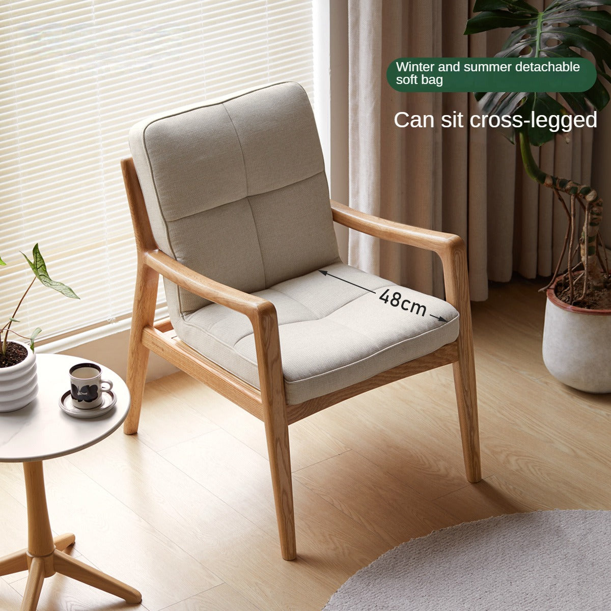 Ergonomic Oak Solid Wood Study Chair with Soft Padded Seat - Perfect for Home Office, Library & Reading Nook Comfort