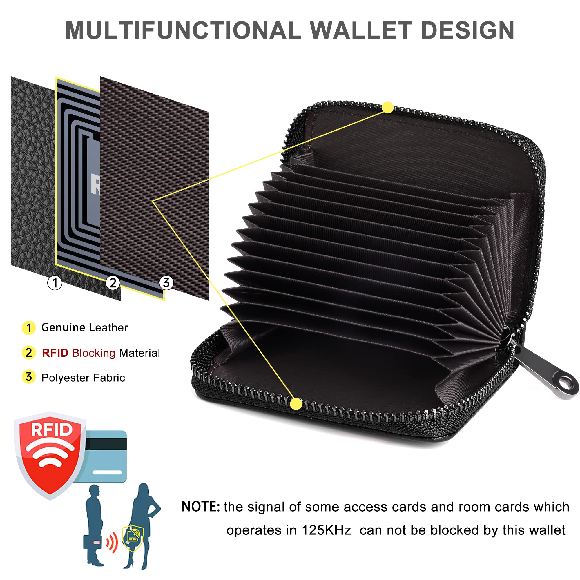 Genuine Leather RFID Blocking Credit Card Holder for Women - Slim Accordion Wallet for Cards & IDs - Perfect for Travel, Work, and Everyday Use