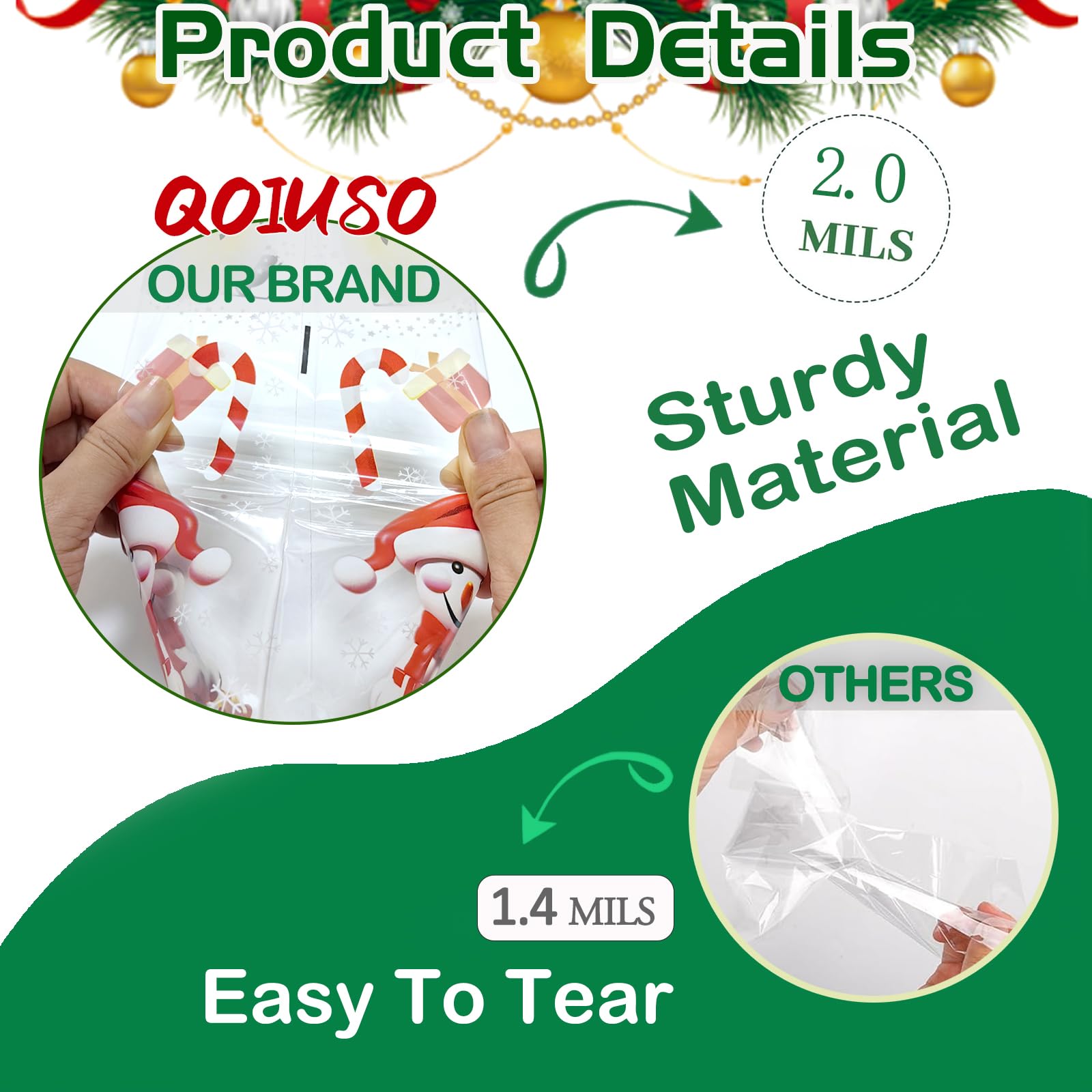 60 PCS Clear Christmas Treat Bags with Ties - Cellophane Candy Bags for Holiday Snacks, Gifts & Party Favors | 4 Styles | Perfect for Christmas Parties, Gift Wrapping & Goodie Bags