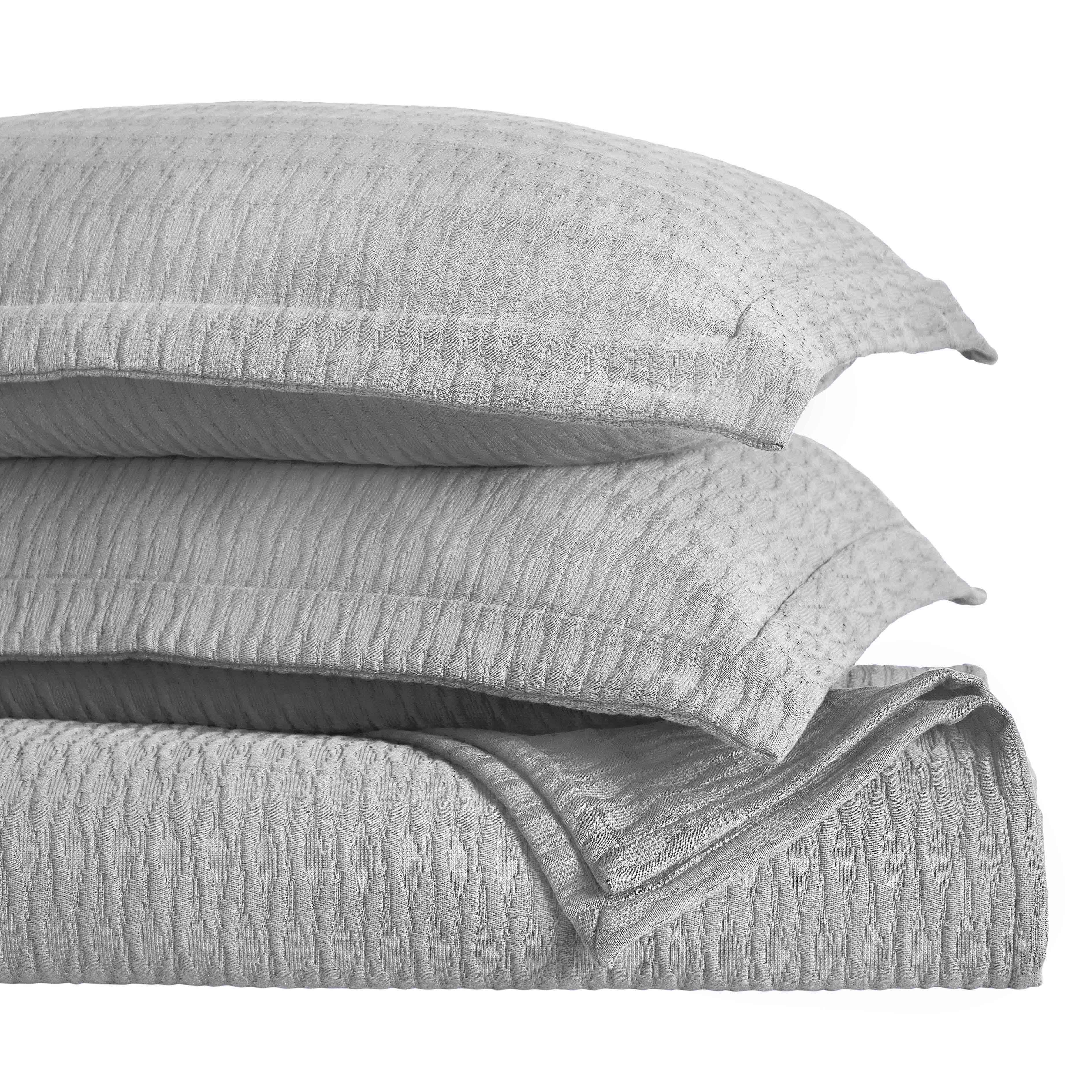 Calvert Cotton Medium Weight Geometric Matelasse Bedspread Set - Queen Size Luxury Bedding for Modern Bedrooms | Perfect for Master Bedroom, Guest Room & Dorm Decor