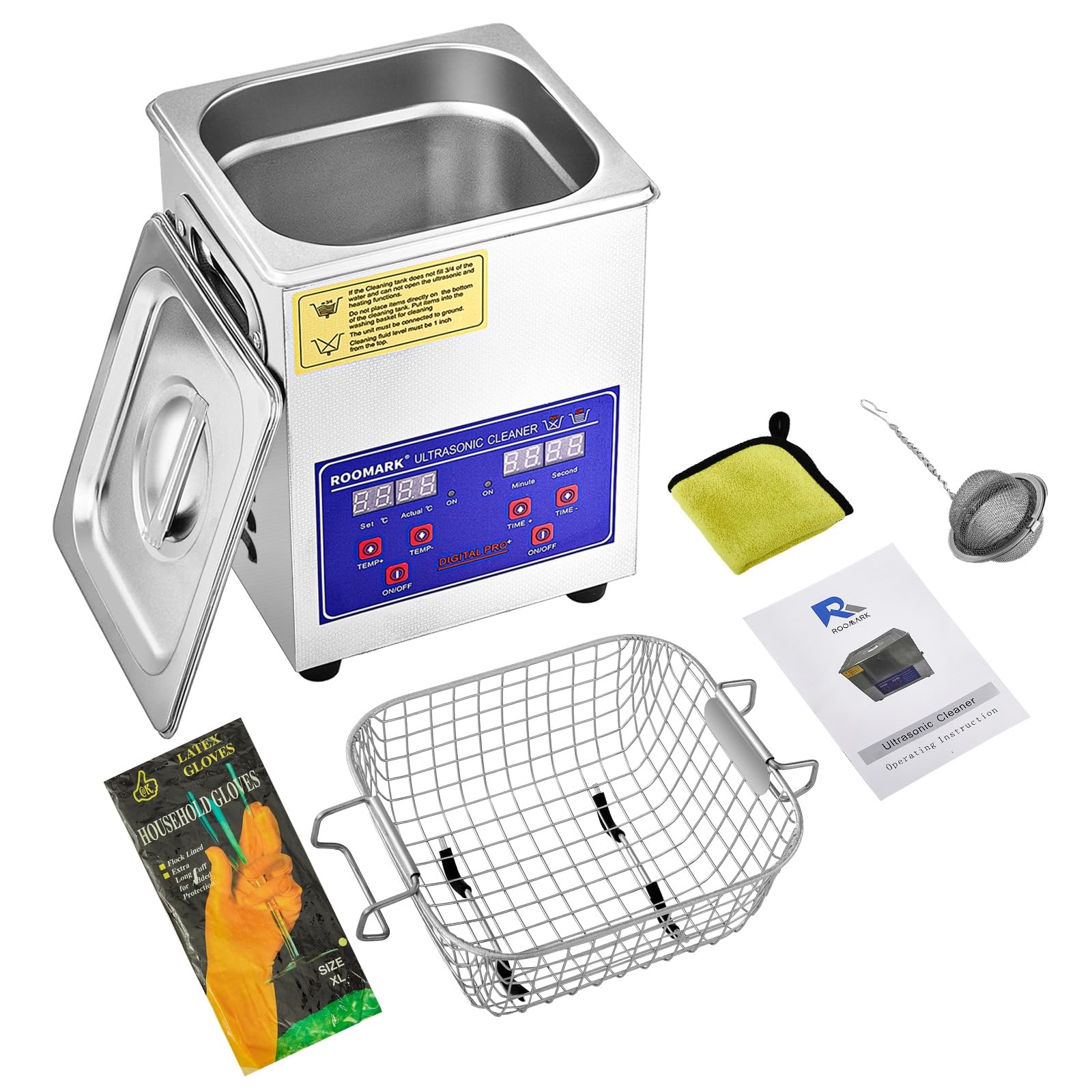 2L Ultrasonic Cleaner Machine with Digital Display, Timer & Heater - Professional Jewelry, Eyeglasses, Dentures & Small Parts Cleaning for Home & Workshop Use