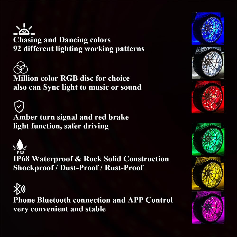 17 Inch LED Wheel Rim Lights for Trucks & Cars - Double Rows Illuminated Tire Ring Kit (Fits 21-28