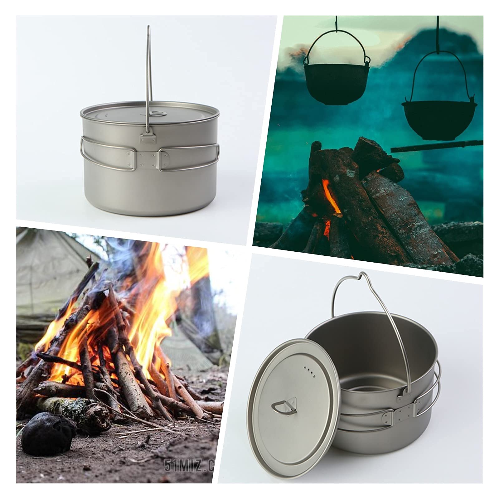 BIVOUAC 2800ml Titanium Camping Pot with Folding Handle - Lightweight Backpacking Cookware for Outdoor Adventures, Hiking & Camping Trips - Perfect for Boiling Water, Cooking Meals & Backcountry Dining