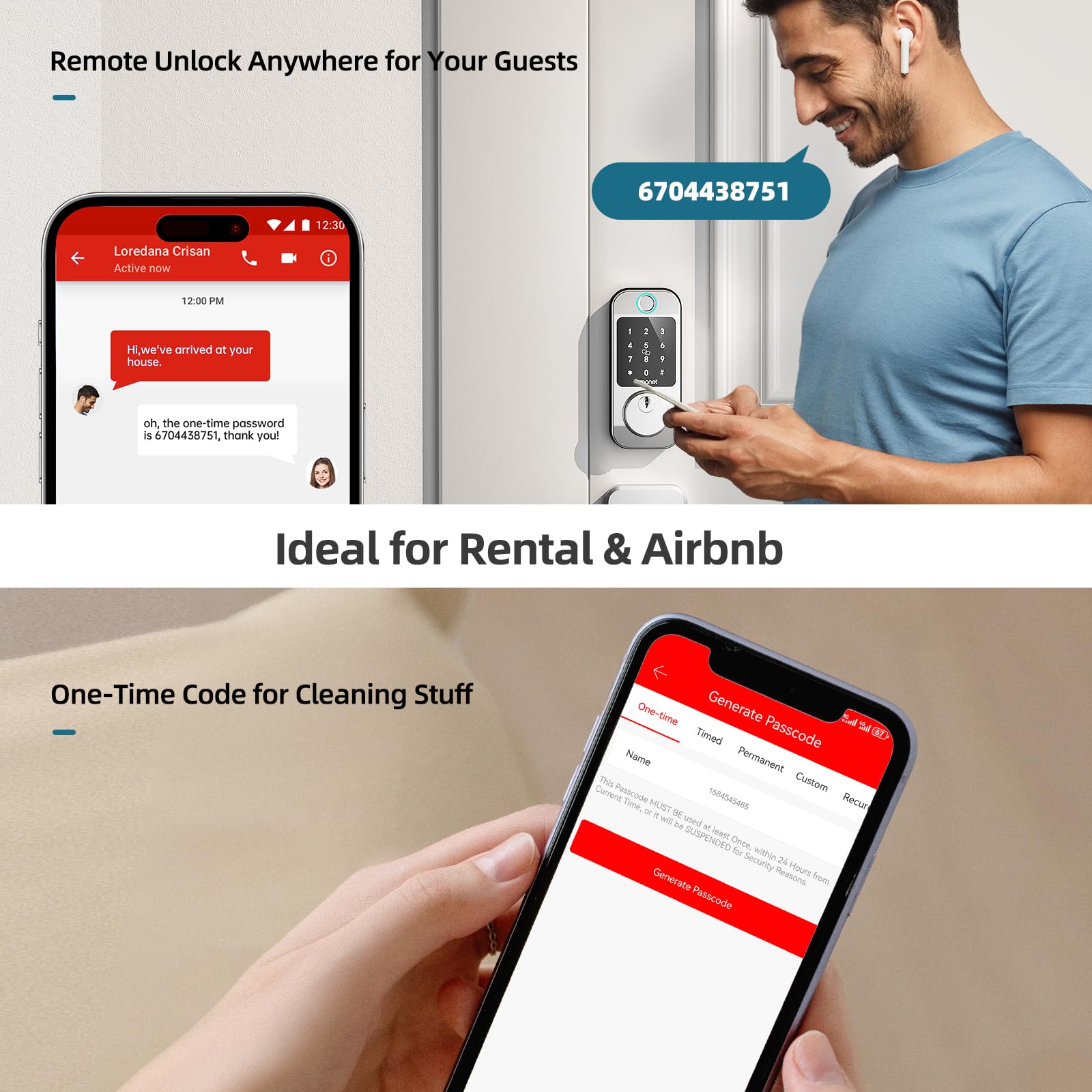SMONET Smart WiFi Door Lock - Keyless Entry Deadbolt with Fingerprint, Keypad, Alexa & Bluetooth App Control - Satin Nickel Finish for Home Security & Smart Access    Perfect for modern homes, apartments, and vacation rentals - secure keyless entry with remote access via smartphone, voice control with Alexa, and biometric fingerprint recognition for ultimate convenience.