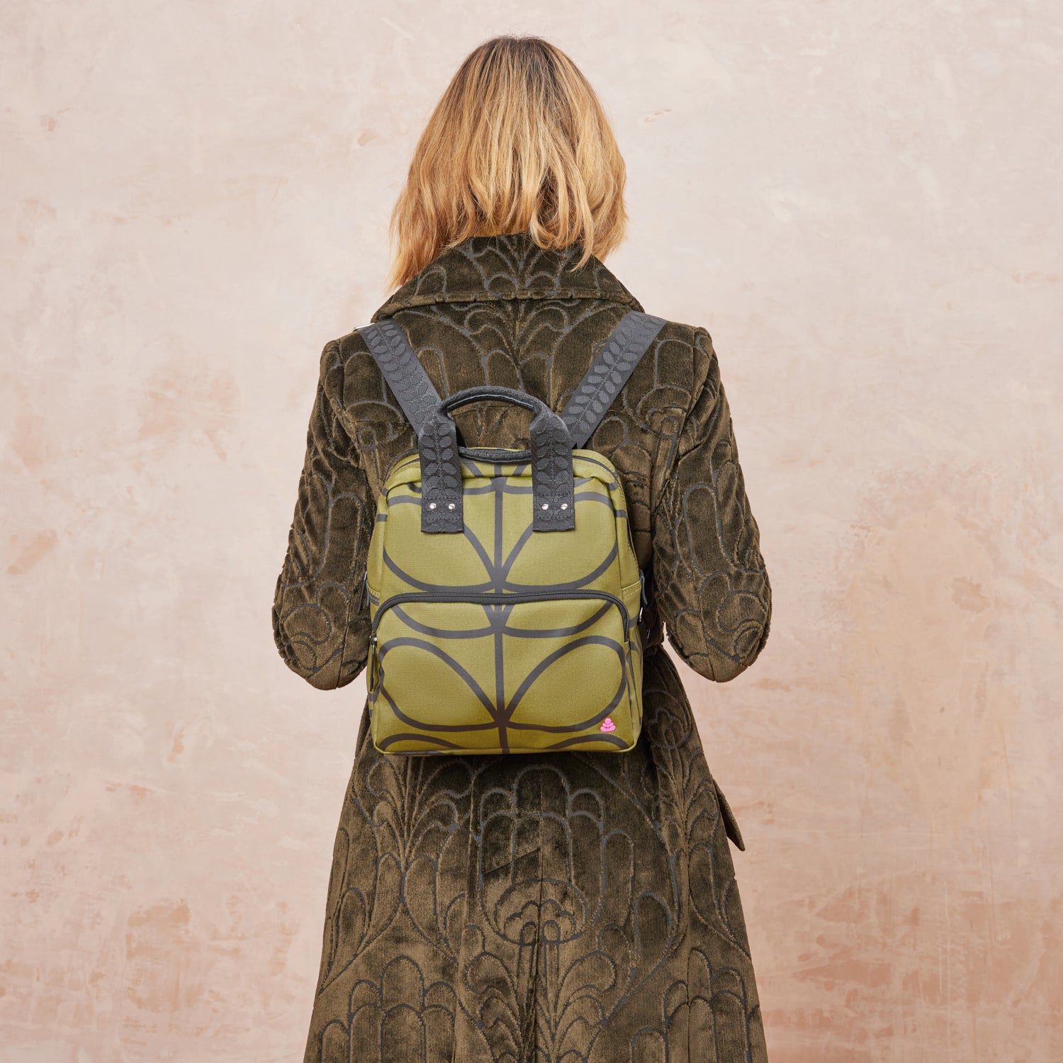 Mini Lotta Backpack - Stylish Giant Linear Stem Olive Design for Women & Teens | Perfect for School, Travel, and Everyday Use