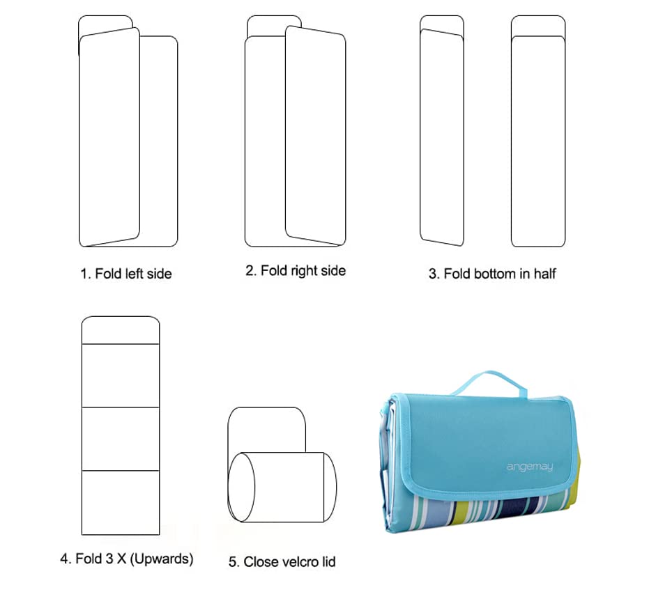 Angemay Extra Large Waterproof & Sand Proof Outdoor Picnic Blanket - Portable Beach Mat for Camping, Hiking, Beach, Park & Music Festivals | Perfect for Picnics, BBQs, Travel & Outdoor Adventures