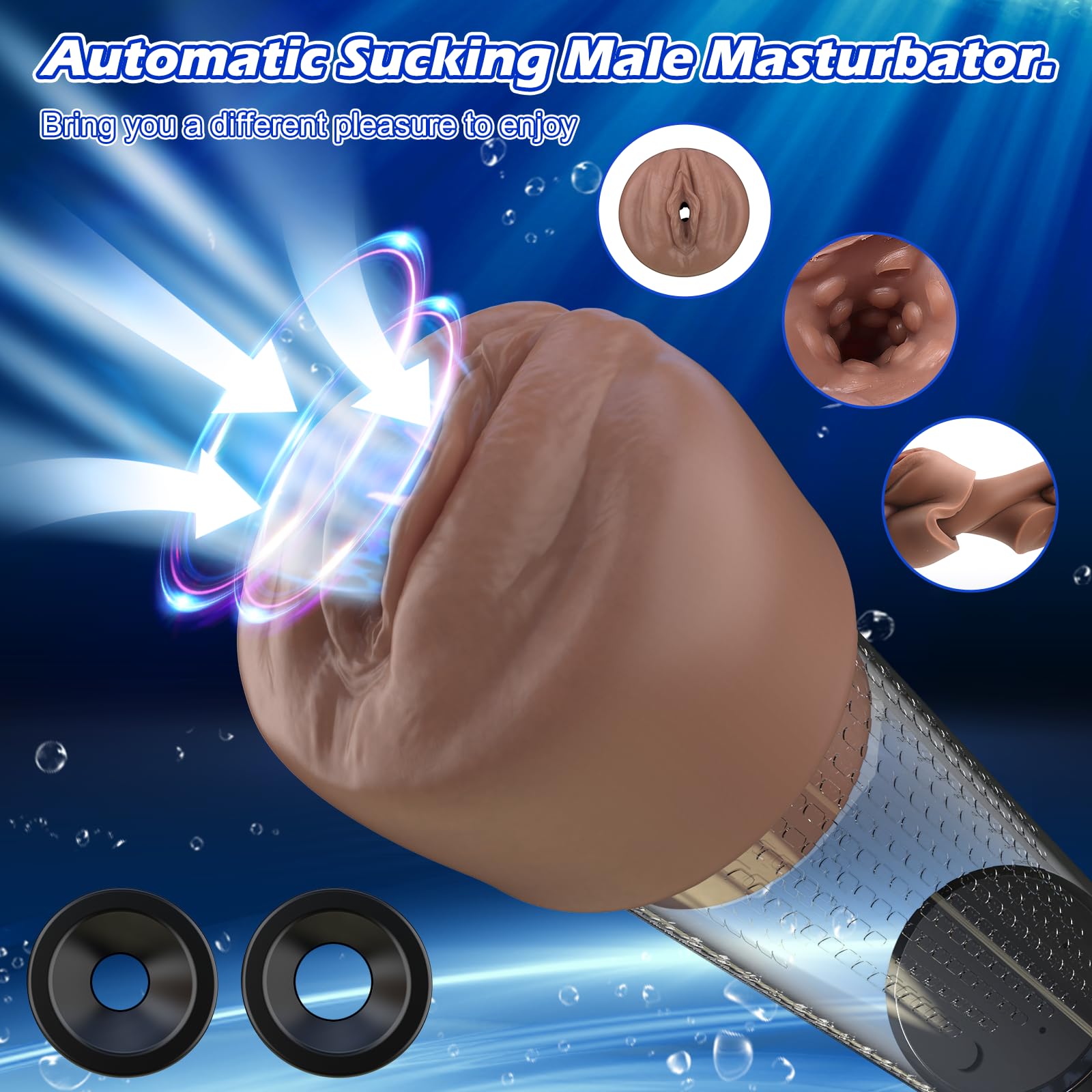 Electric Penis Pump for Men - 6 Suction Modes Vacuum Pump with Penis Rings & Pressure Control | Male Enhancement Device, Adult Sex Toy for Pleasure & Stimulation | Perfect for Solo Play & Couples Intimacy