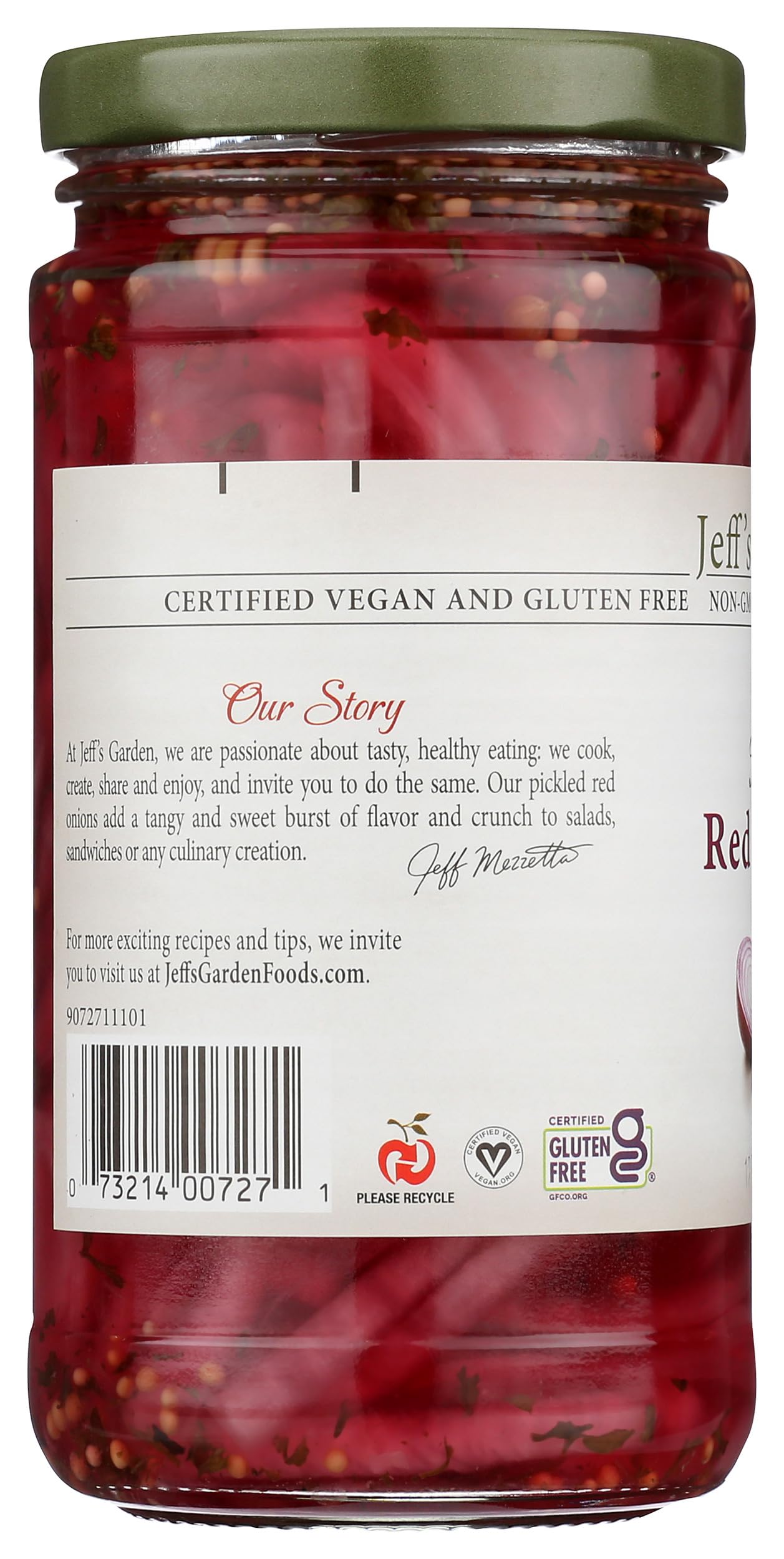 Jeff's Garden Pickled Red Onions - 12 Fl Oz Jar | Crunchy Sweet & Tangy Pickled Onions for Burgers, Salads & Tacos | Premium Gourmet Condiment