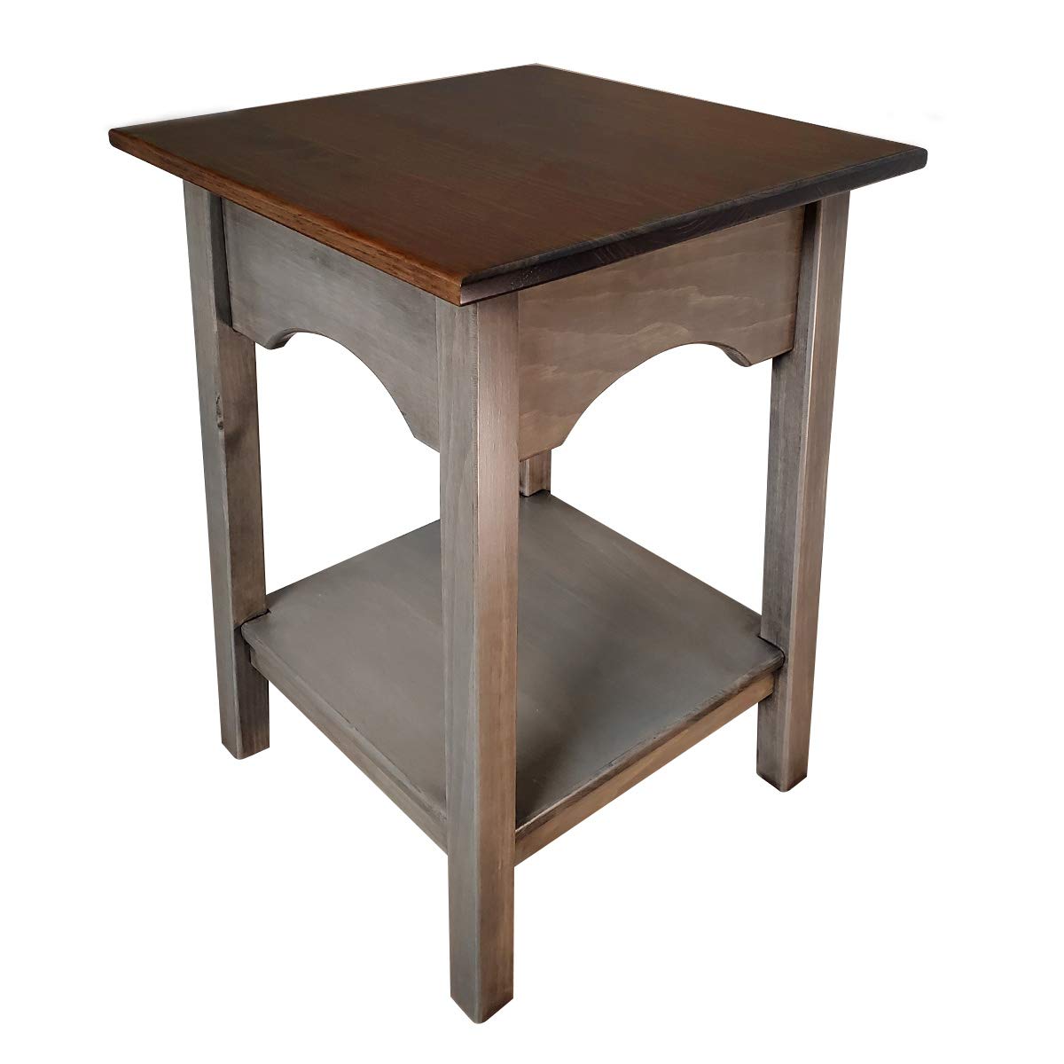 2-Tier Side Table with Shelf - Modern End Table & Nightstand for Living Room, Bedroom | Small Side Table with Storage for Décor & Organization | Pewter Finish | Perfect for Apartments, Dorms & Small Spaces