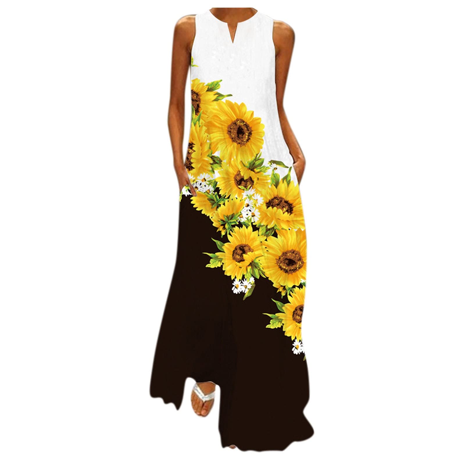 Keepfit Boho Maxi Dress - Floral Summer Casual Dress for Women | Sleeveless Flowy Wedding Guest Dress & Beach Party Dress | Perfect for Vacations, Date Nights & Outdoor Events