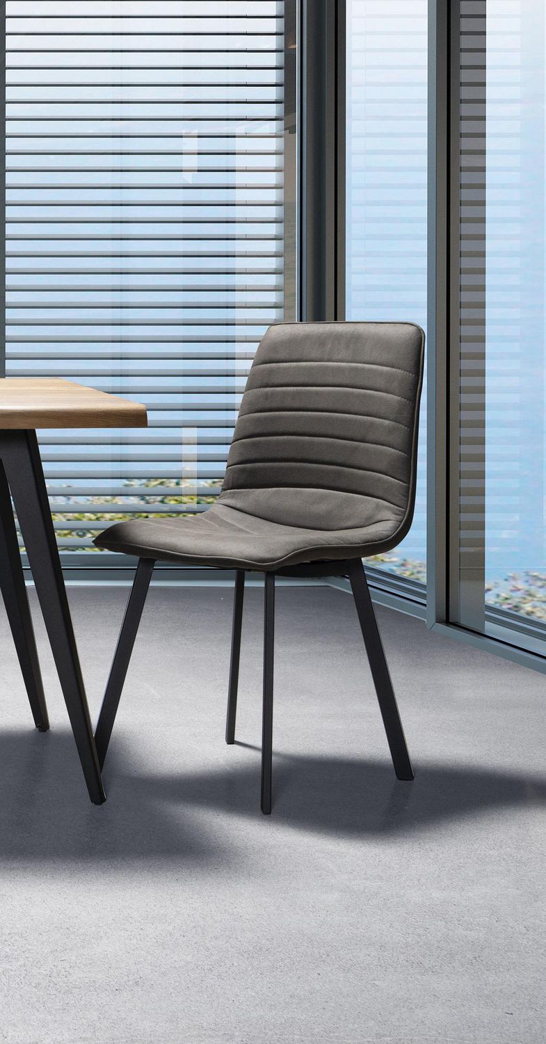 Modern Grey Dining Chairs Set of 2 - Mid Century Style Upholstered Side Chairs for Kitchen, Dining Room & Office - Comfortable & Stylish Seating Solution