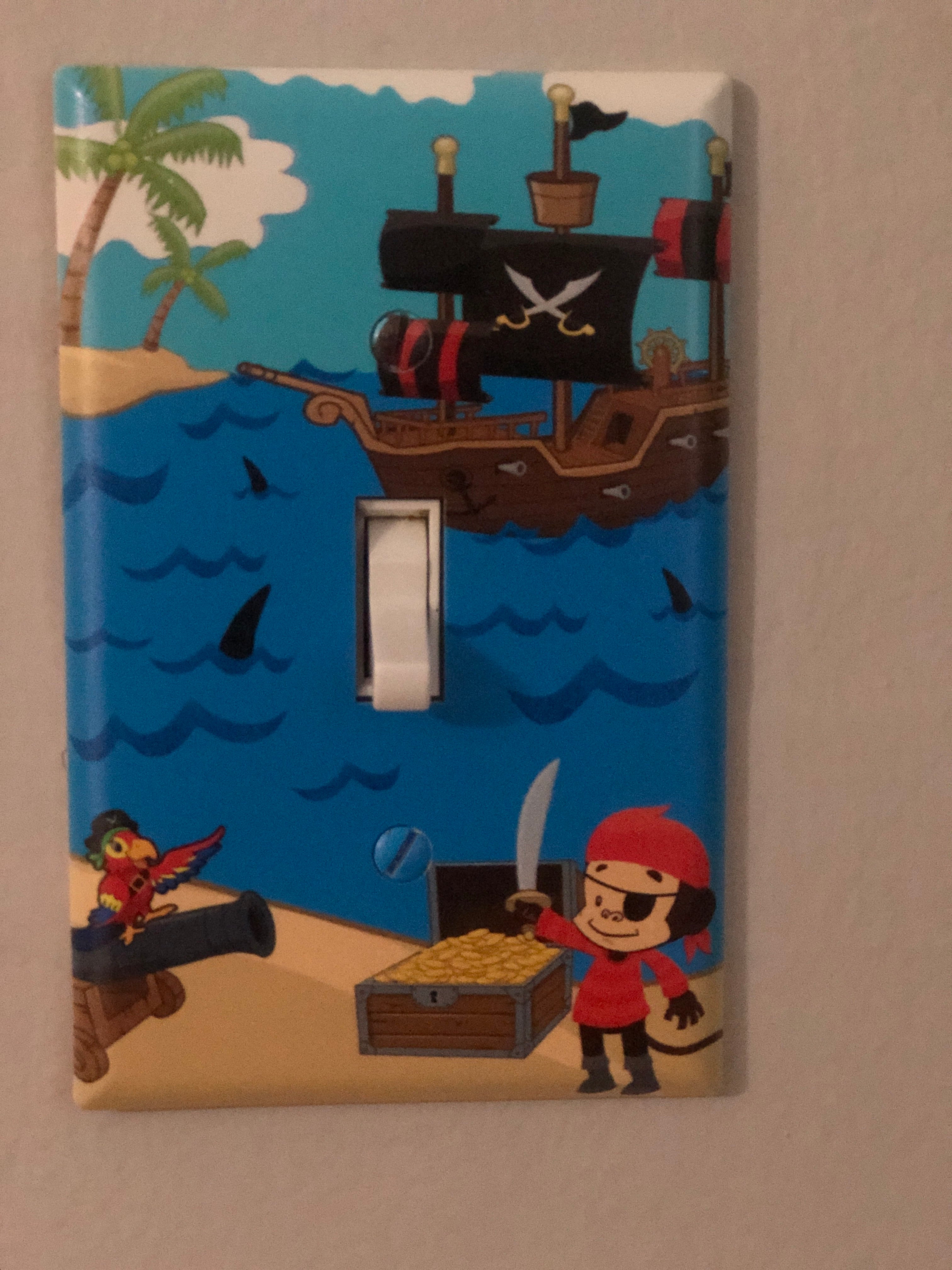 Pirate Themed Wall Decals & Light Switch Cover Set for Boys Room Decor - Perfect for Kids Bedroom, Nursery, and Playroom Makeover