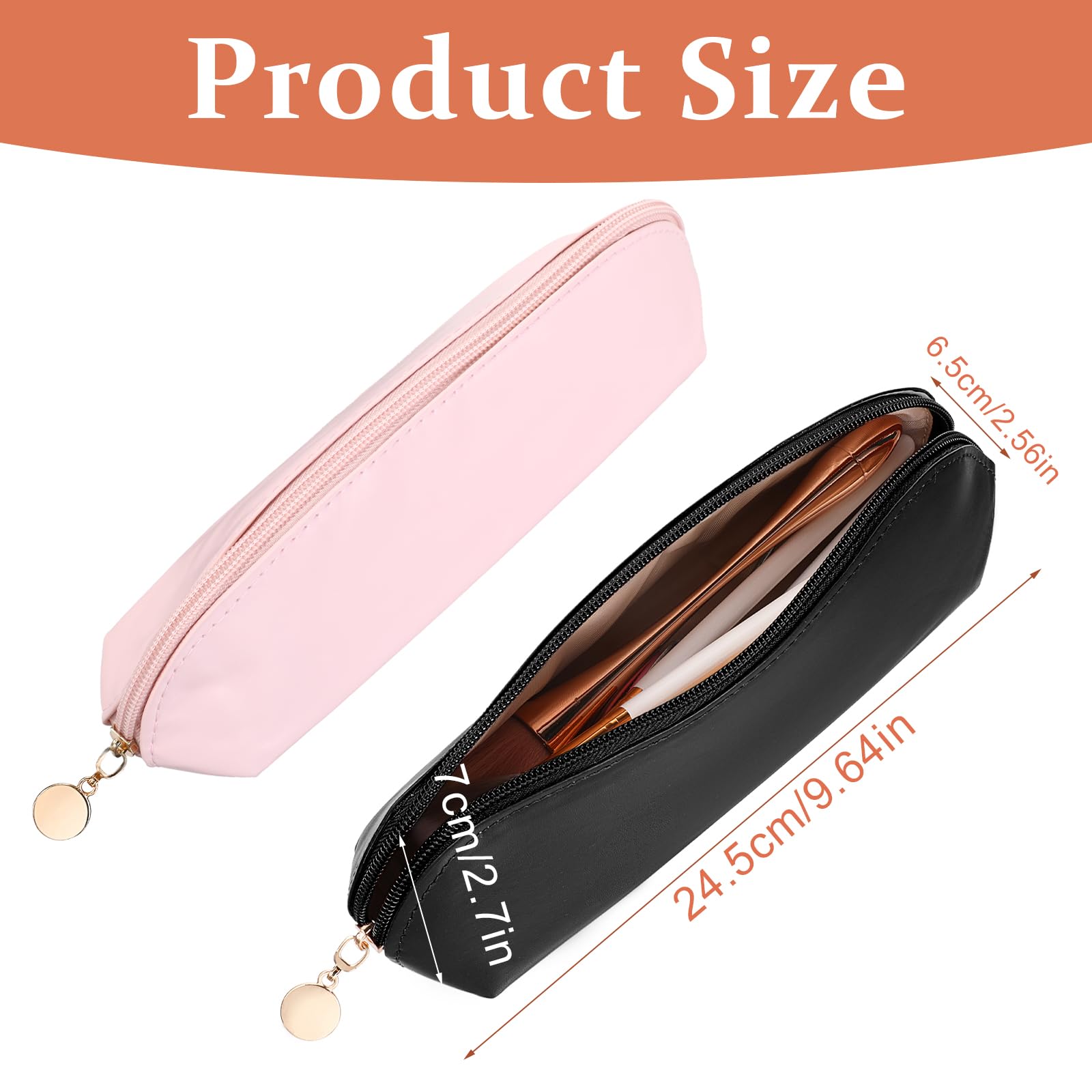 Premium PU Leather Travel Makeup Brush Holder with Zipper Closure - Portable & Washable Cosmetic Brush Organizer Pouch for Daily Use, Work, Travel & Outdoor Activities (Black, Pink) | Perfect for Makeup Artists, On-the-Go Touchups & Compact Storage