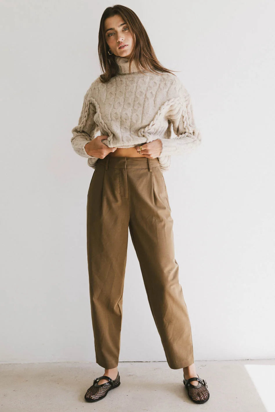 Frank and Oak Amelia Balloon Pant - Women's High Waisted Wide Leg Trousers in Brown | Comfortable & Stylish Casual Pants for Work, Travel & Everyday Wear | FINAL SALE