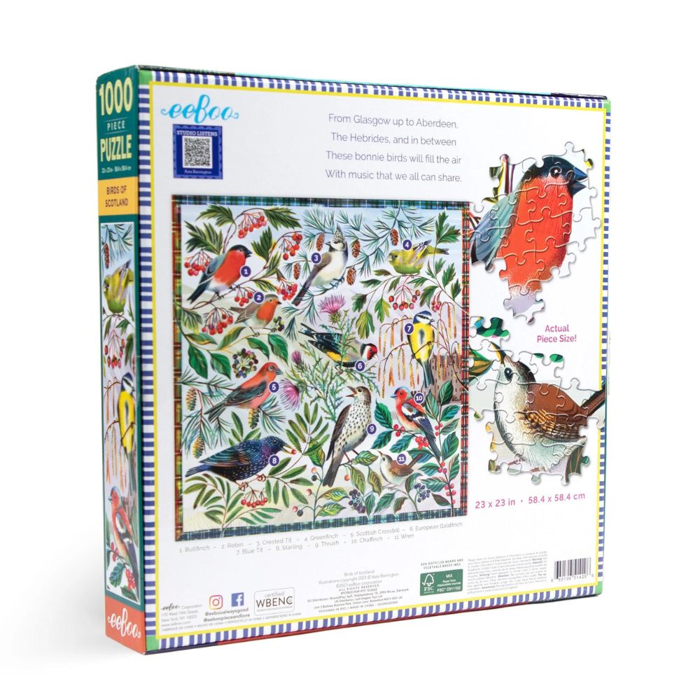 eeBoo 1000 Piece Jigsaw Puzzle - Birds of Scotland | Premium Quality Puzzle for Adults & Teens | Perfect for Family Game Night & Relaxation
