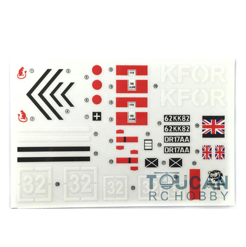 1:16 Scale British Challenger II RC Tank 3908 Decorative Stickers - DIY Upgrade Parts for Henglong Remote Control Models | Perfect for Military Model Enthusiasts & Tank Battles