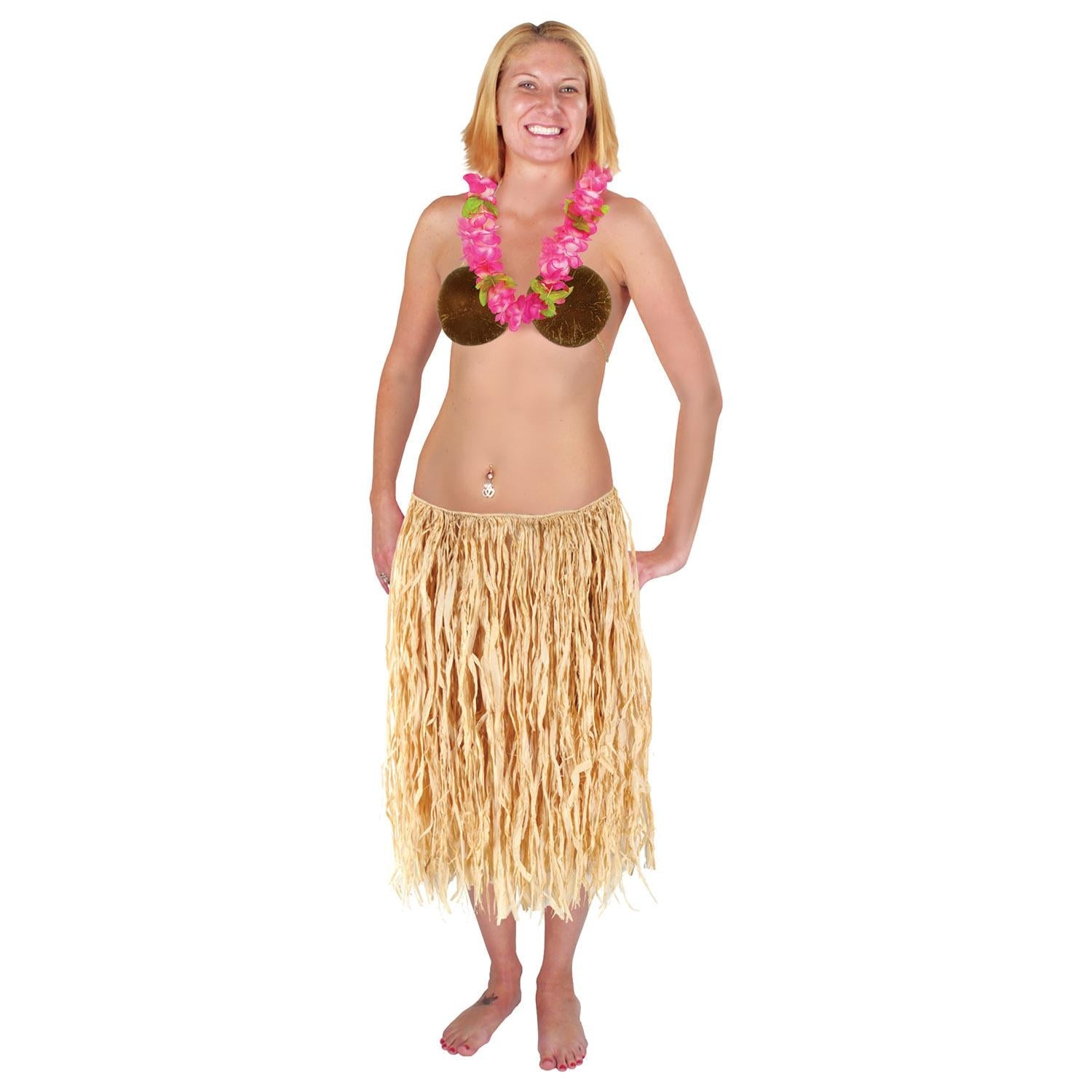 12 Pack Beistle Luau Party Adult Raffia Hula Skirt - Natural Color (32W x 30L) - Perfect for Hawaiian Themed Parties, Costume Events & Tropical Celebrations