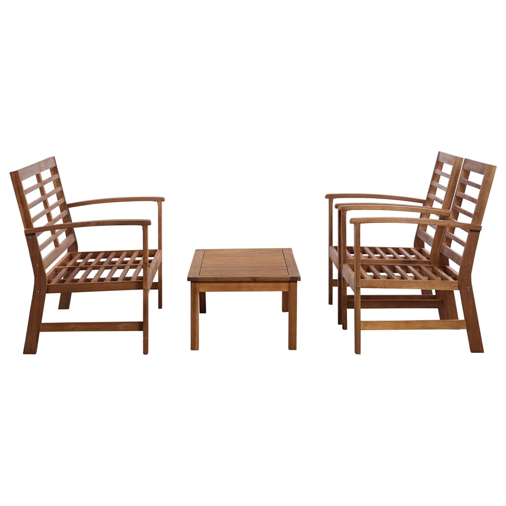 Premium Acacia Wood Outdoor Lounge Set - Rustic Patio Furniture with Table, Bench & 2 Chairs - Durable Garden, Terrace & Backyard Furniture for Relaxing & Entertaining
