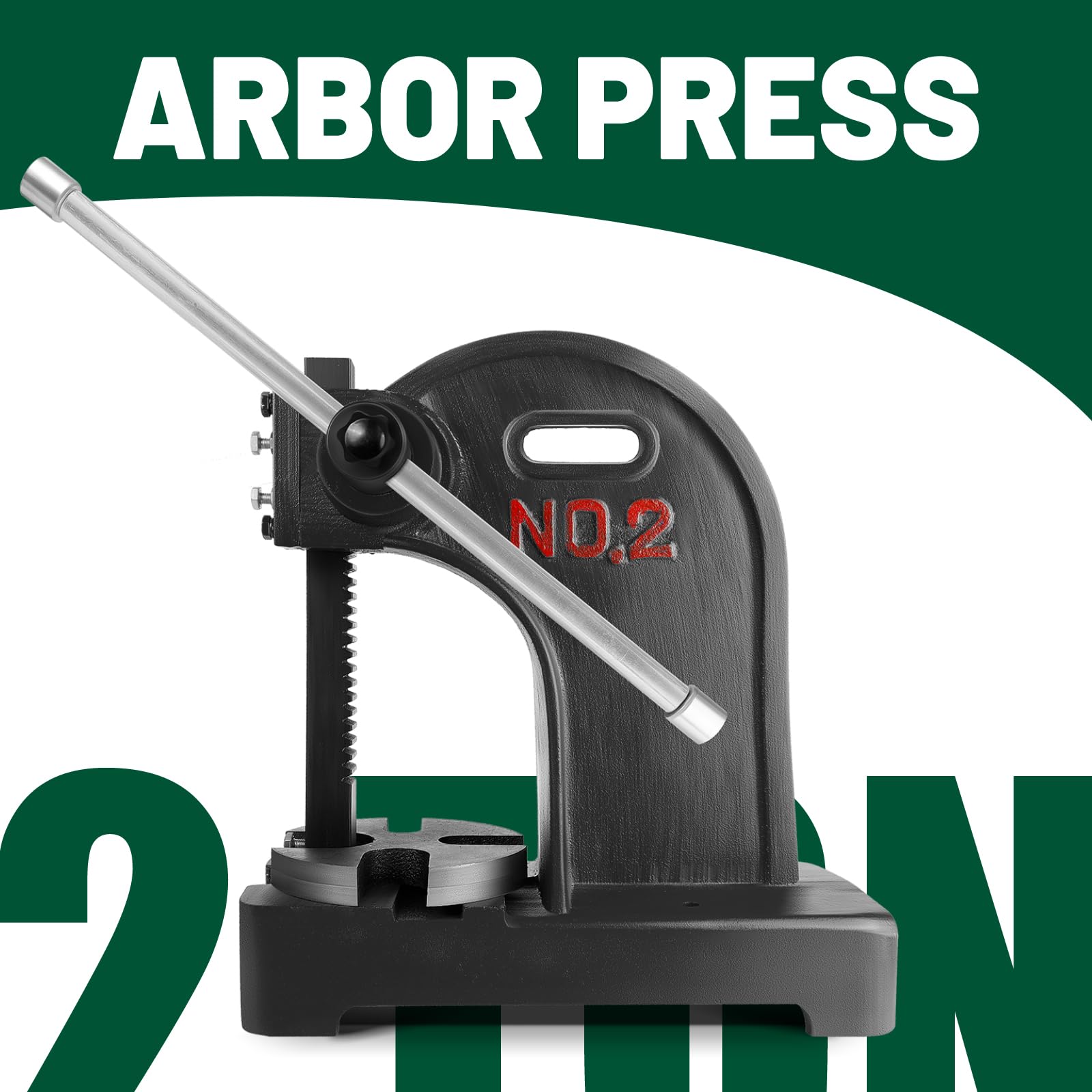 2 Ton Black Arbor Press with Ratchet Leverage & Handwheel - 8.5