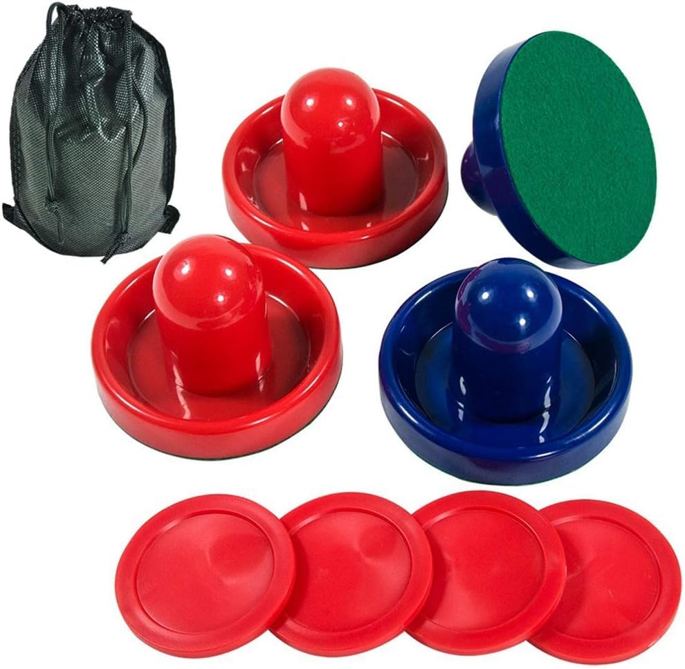 Air Hockey Pushers and Pucks Set - 4 Strikers & 4 Pucks for Air Hockey Game Tables - Perfect for Family Game Nights & Arcade Entertainment