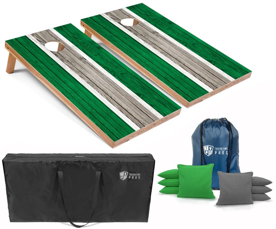 Tailgating Pros Striped LED Cornhole Board Set with Built-in Lights - 4'x2' Regulation Size, Multicolor LED Lighting, 8 Bean Bags & Carrying Cases - Perfect for Backyard Parties, Tailgating Events & Outdoor Games
