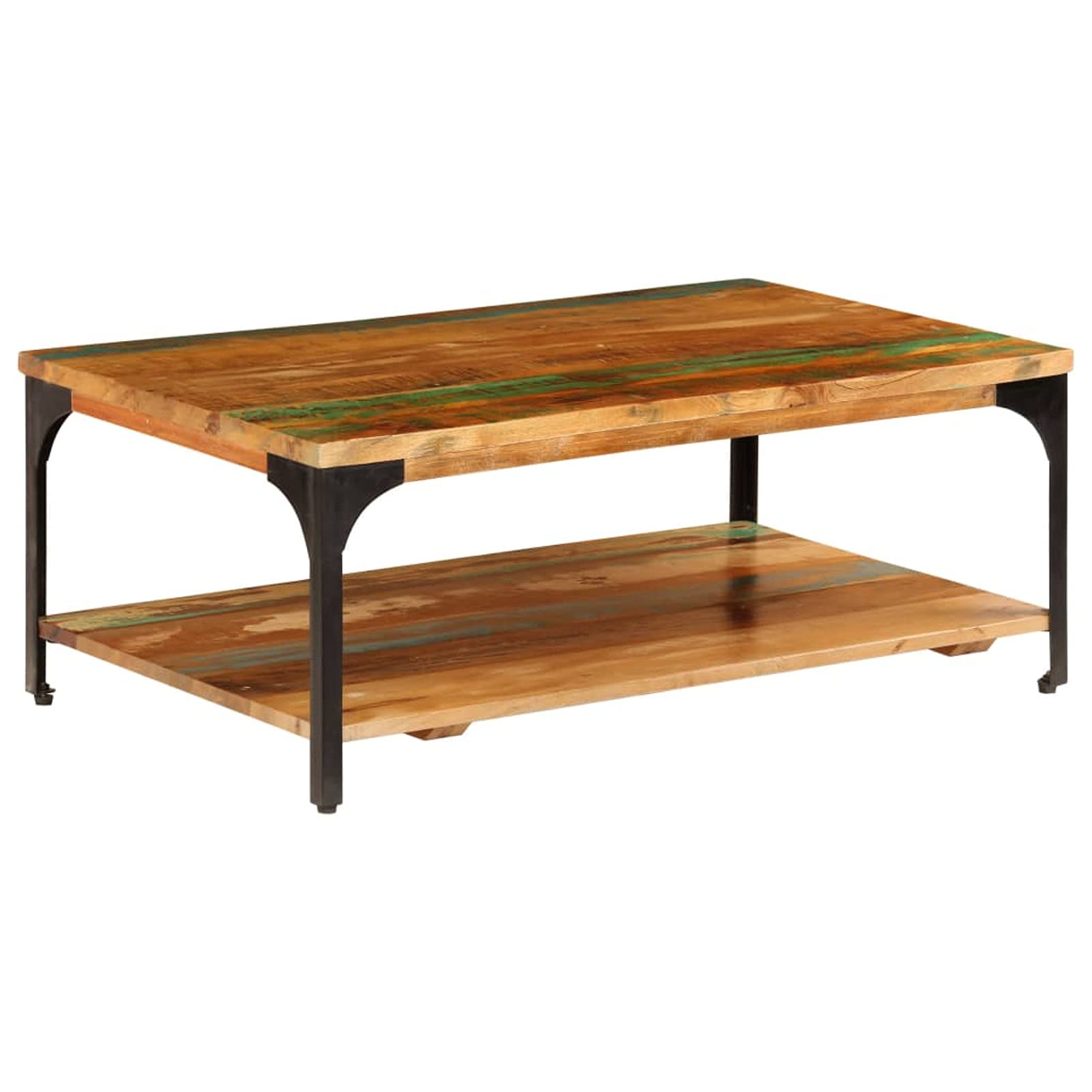 Solid Reclaimed Wood Coffee Table with Shelf - 39.4