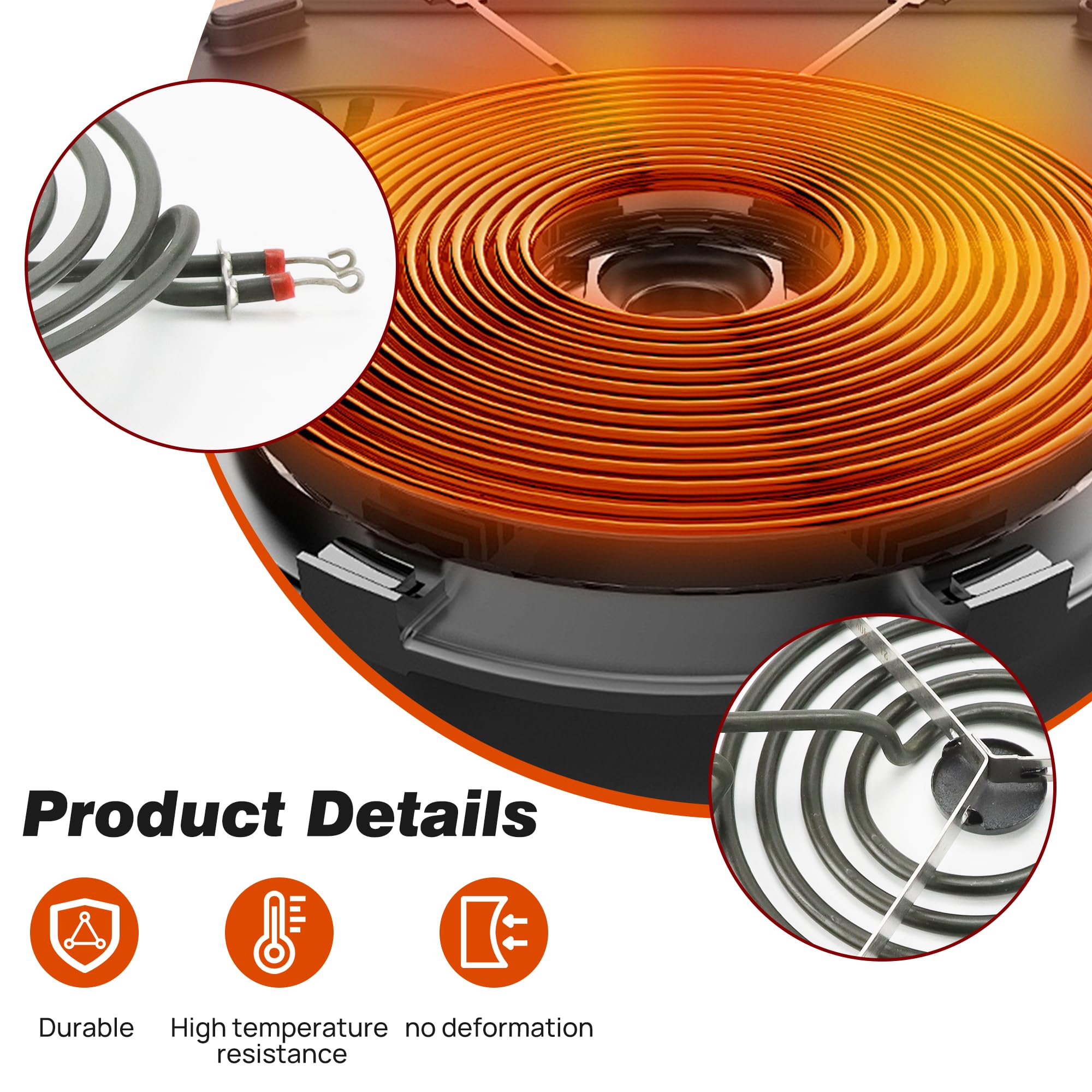 Electric Stove Range Burner Element MP22YA with Black Porcelain Drip Pans (318067041, 318067051) - Replacement for Frigidaire Kenmore Models 5304430149 & 5304430150 | Perfect for Kitchen Upgrades & Appliance Repairs