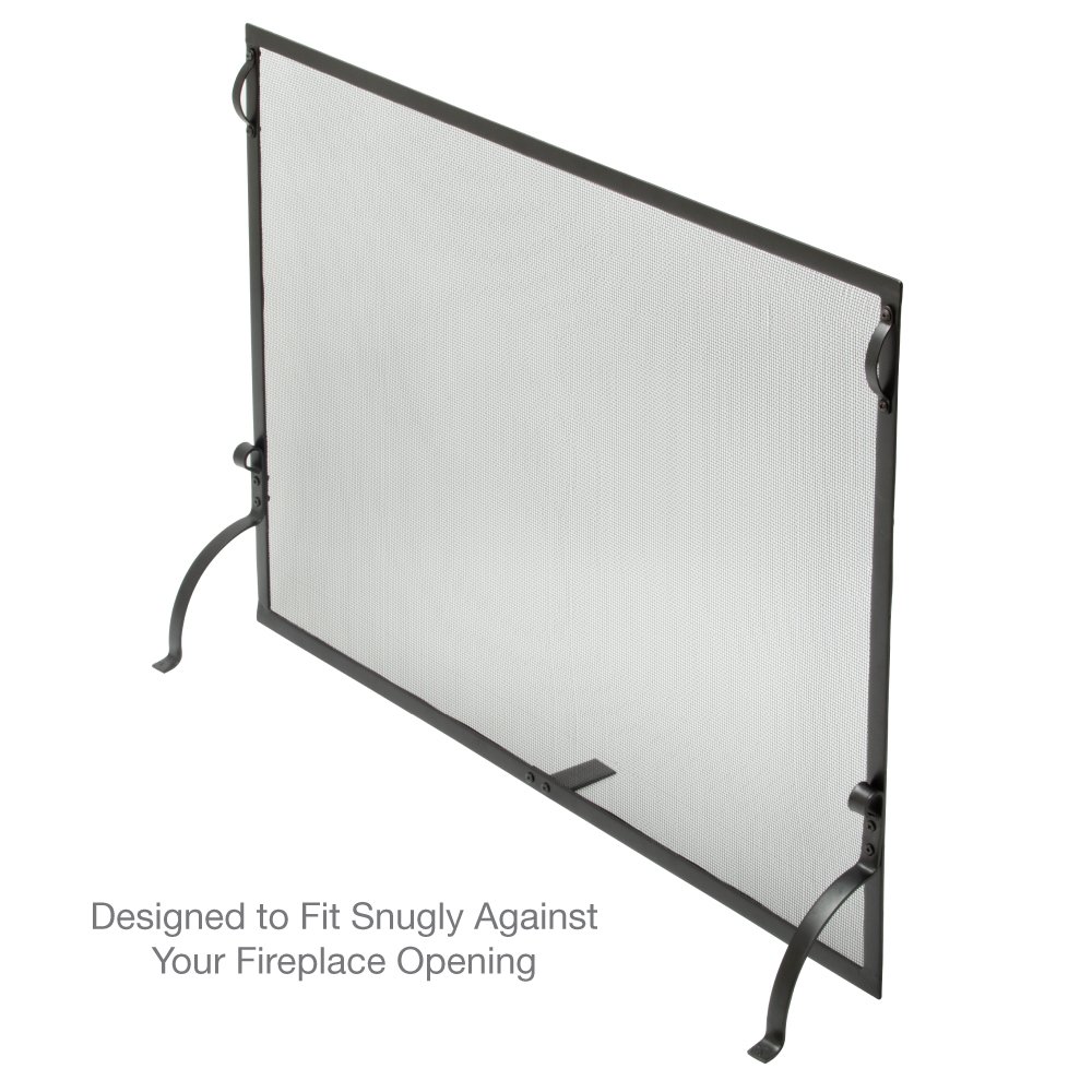 UniFlame S-1028 Medium Wrought Iron Spark Guard Fireplace Screen - 44