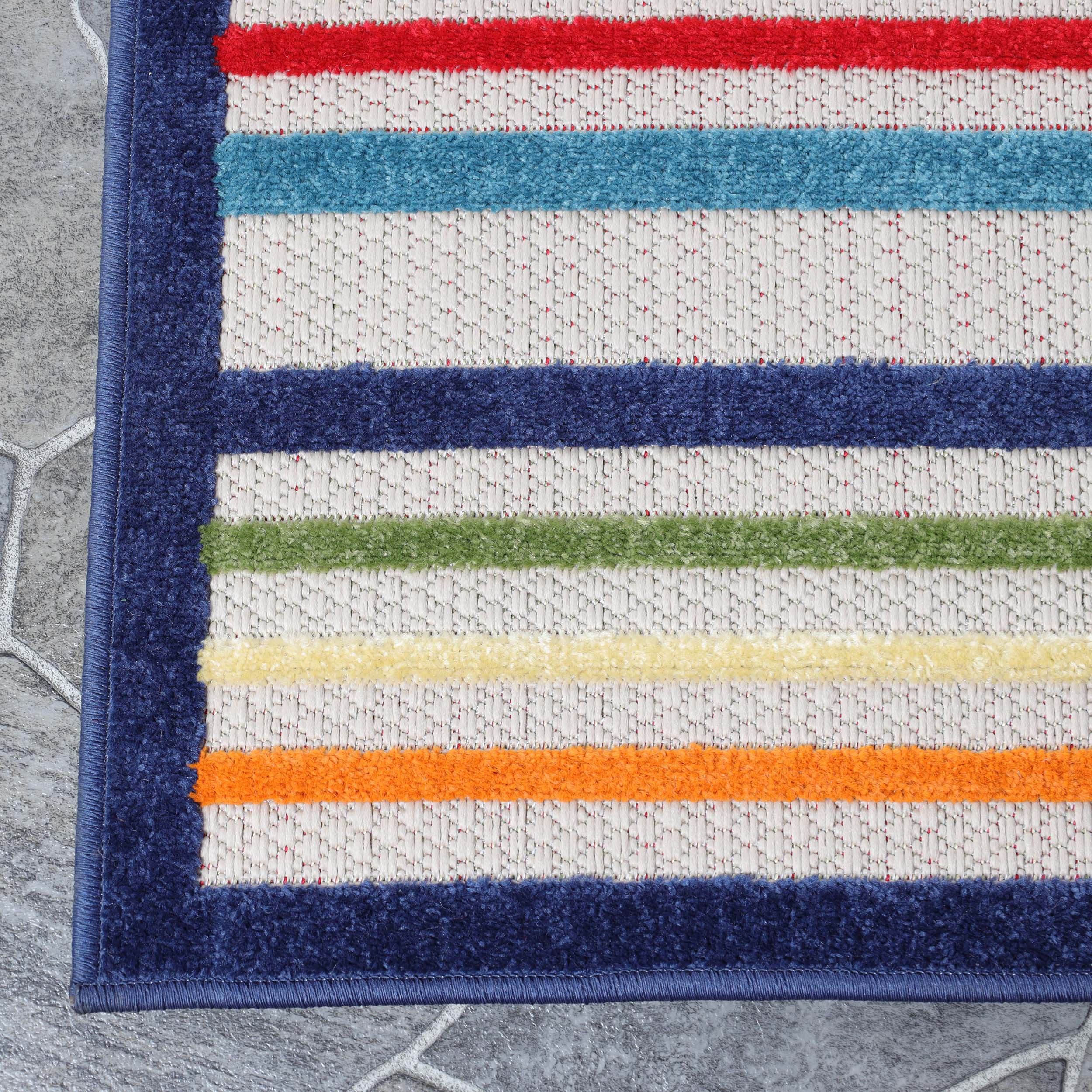 Stylish Eastyn Casual Stripe Geometric Area Rug - Soft Indoor/Outdoor Floor Mat for Living Room, Bedroom, Patio & Deck Decor
