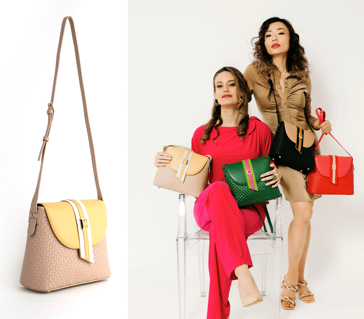 Kate Vegan Leather Basket Weave Crossbody Bag for Women | Nude Shoulder Purse | Fashionable & Eco-Friendly Handbag for Daily Use, Work & Travel