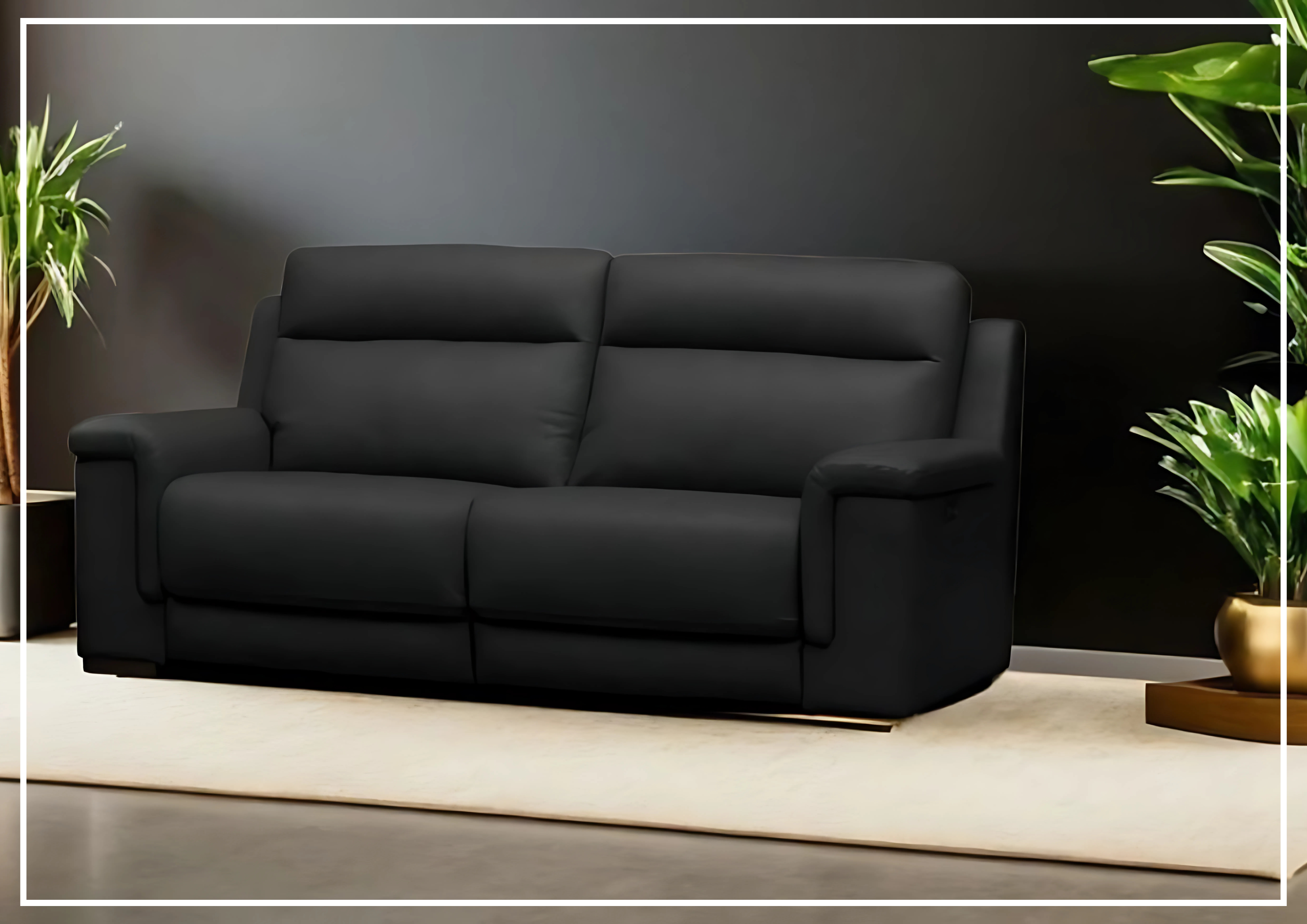 Klaussner Delano Black Power Recliner Sofa with USB Port - Modern Electric Reclining Sofa for Living Room, Home Theater & Relaxation