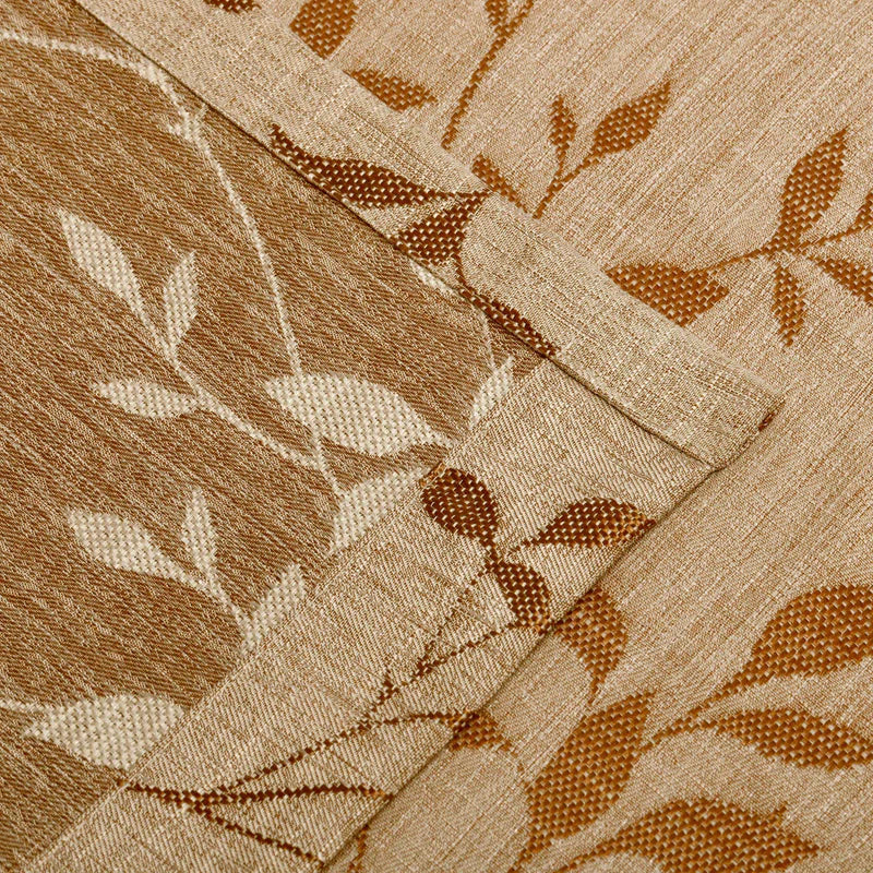 Ghera Jacquard Leaves Grommet Top Curtain Panel Set - Elegant Window Treatment for Living Room & Bedroom Decor