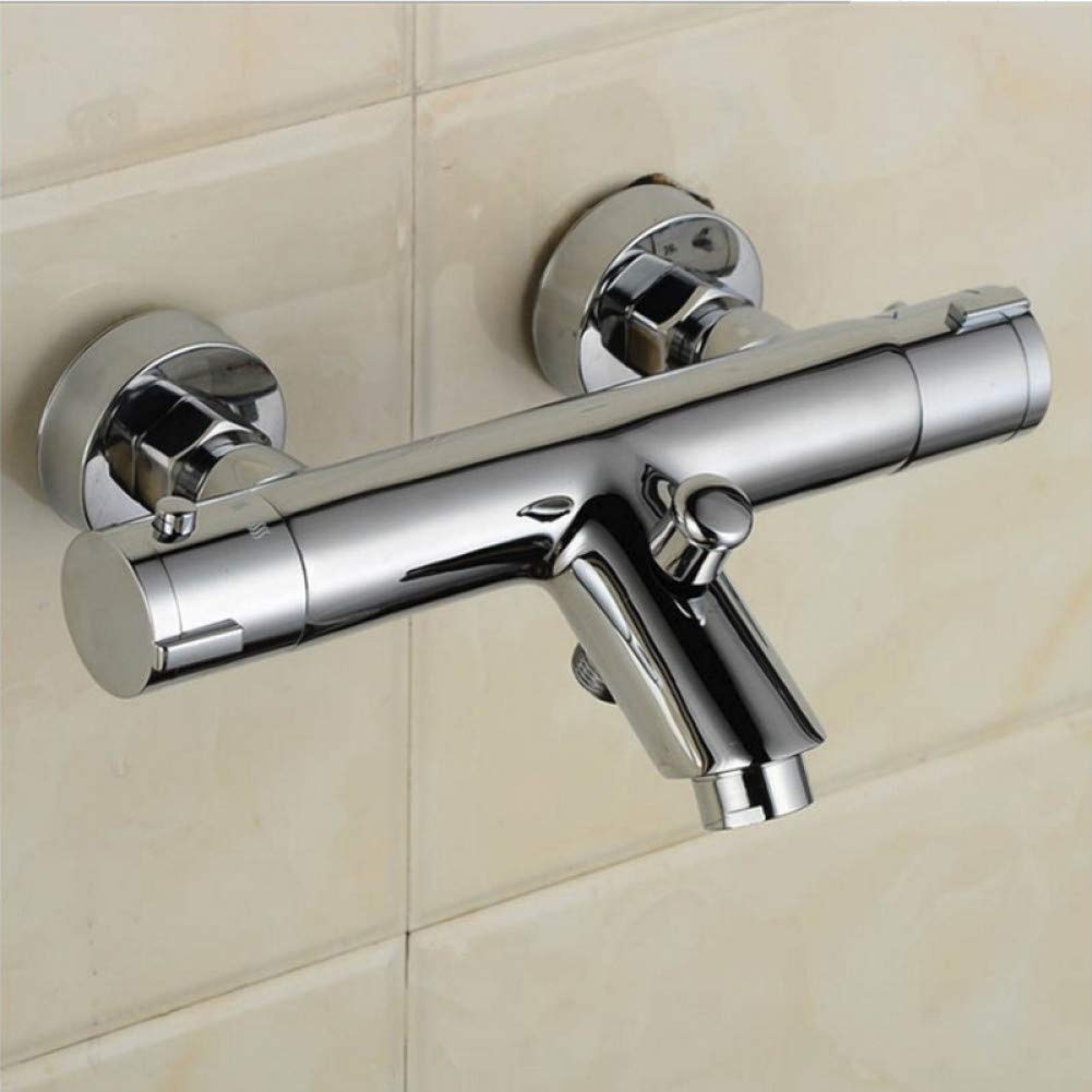 Polished Chrome Solid Brass Thermostatic Shower Faucet with Bend Angle Mixer Valve - Water Saving Bathroom Shower System for Modern Homes & Spa Experience