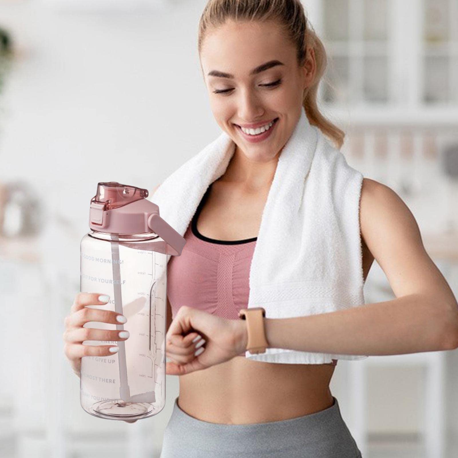2L Motivational Water Bottle with Time Marker & Fruit Strainer - Leak-Proof Fitness Water Jug for Gym, Hiking & Outdoor Sports | Stay Hydrated During Workouts, Office & Daily Activities