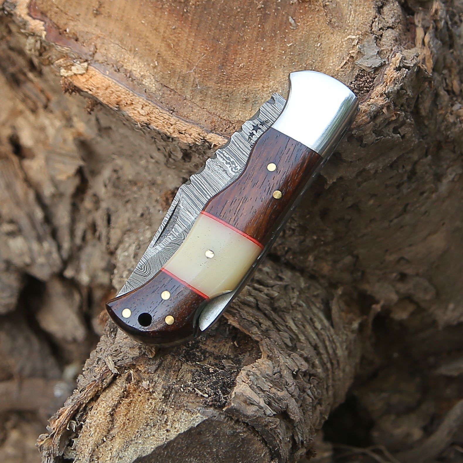 Premium Ironclad Pocket Knife with Rosewood & Bone Handle - Durable EDC Folding Knife for Camping, Hiking & Outdoor Survival Gear