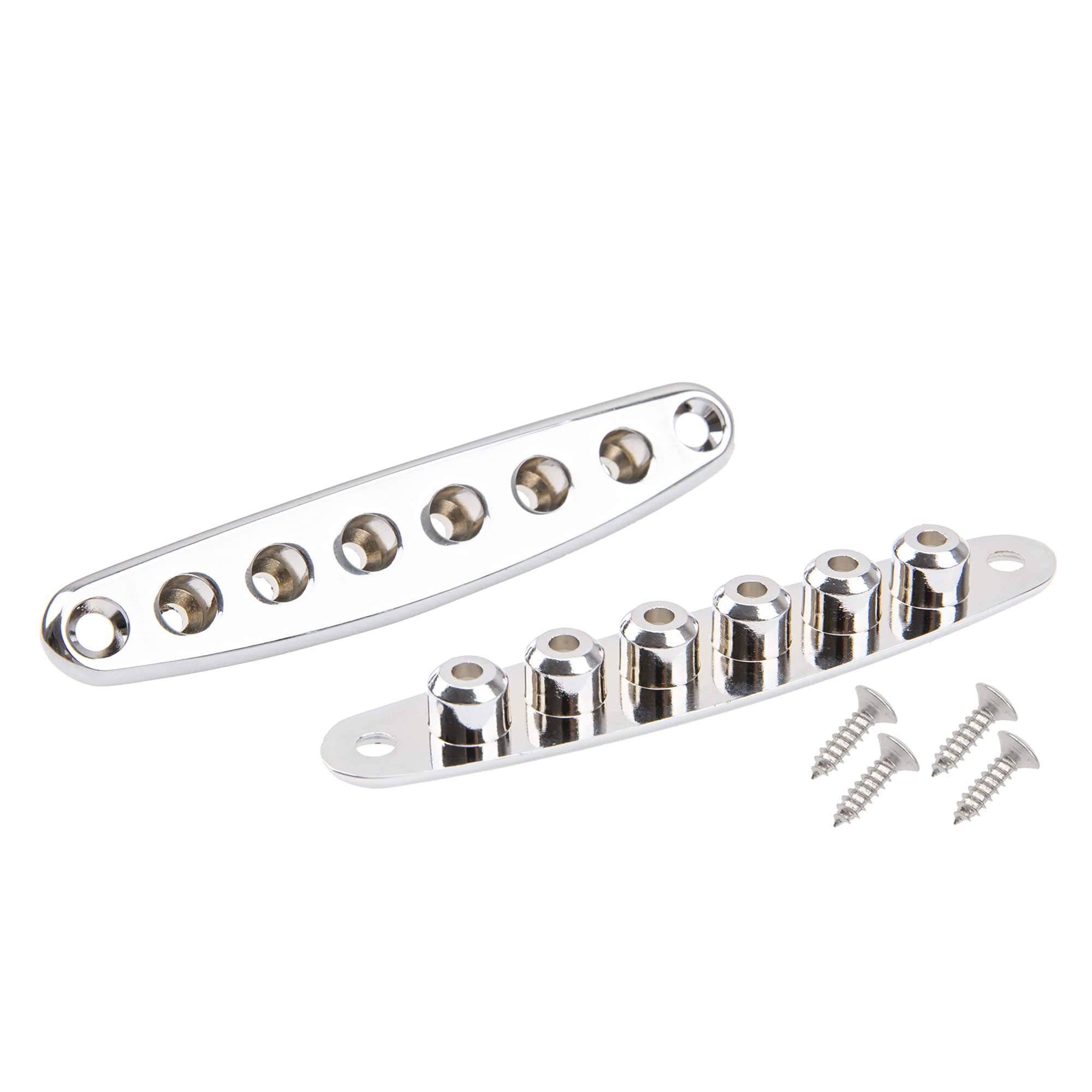 2Pcs Silver Guitar String Through Plate Bridge - Compatible with Electric Bass Guitar Parts - String Thru Body Ferrule Bushing Plate - Perfect for Guitar Repair & Custom Builds