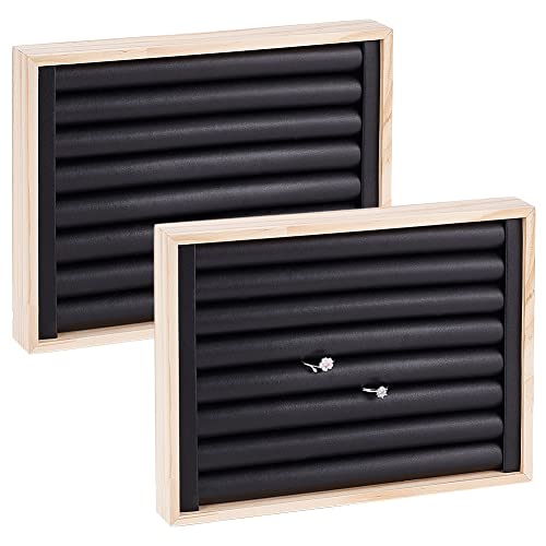 2 Pcs Black Pu Leather 7 Slots