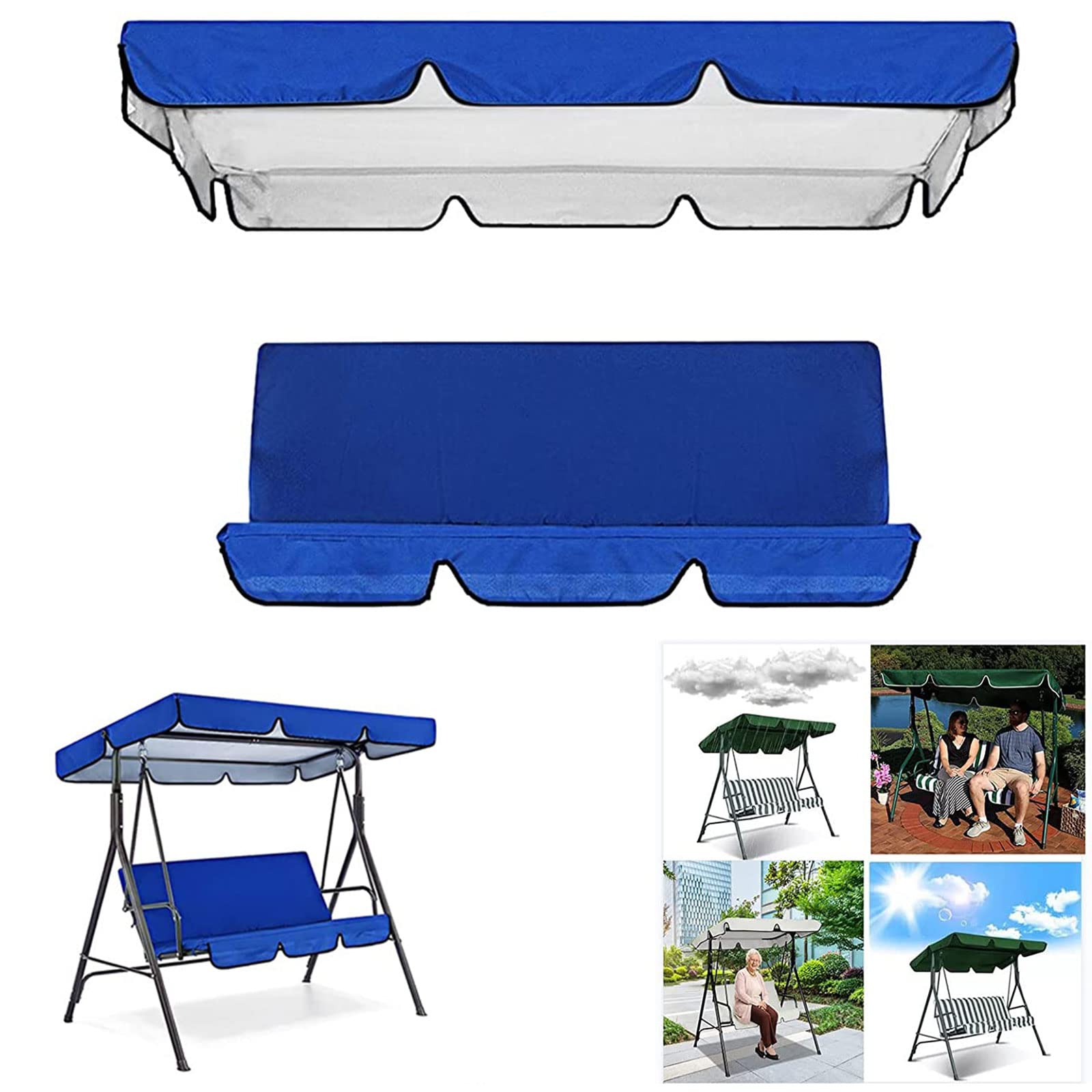 **Waterproof Porch Swing Canopy Cover Set - Sun Shade Replacement for Garden Swing Seat (142x120x18cm) - Outdoor Patio Hammock & Swing Seat Cushion Cover - Perfect for Backyard Relaxation & Shade**