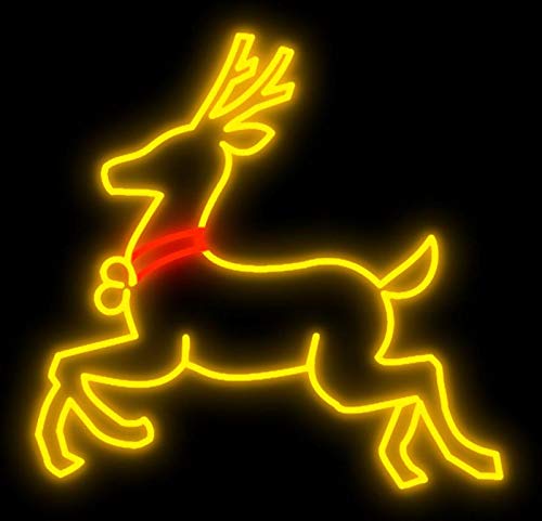 2 Pack Deer Shape 2D LED Rope Lights - 120V Waterproof Indoor/Outdoor Hanging String Lights with Yellow & Red Color Options for Christmas, Garden, Party, and Home Decoration