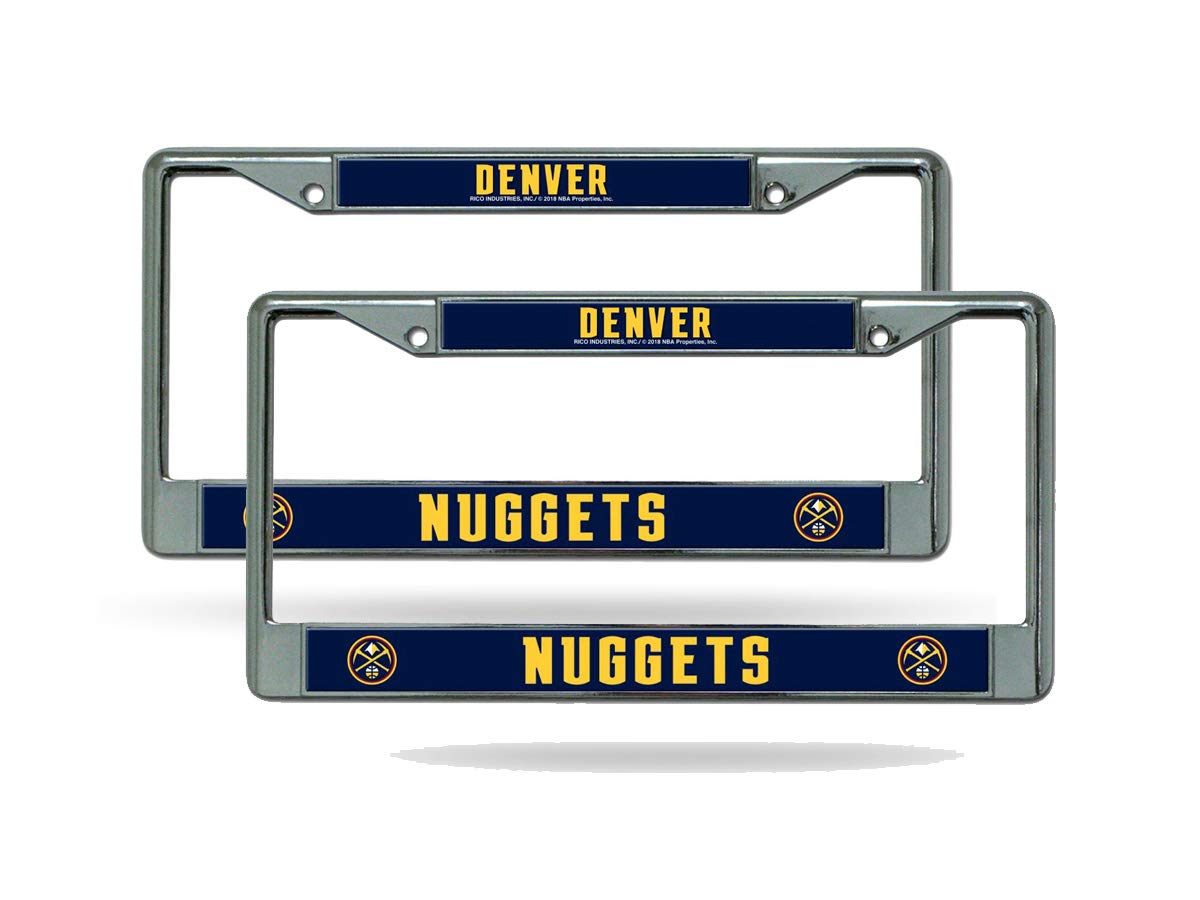 Denver Nuggets NBA Chrome Metal License Plate Frame Set of 2 - Durable Car Accessories for Fans & Collectors - Perfect for Trucks, SUVs & Show Cars