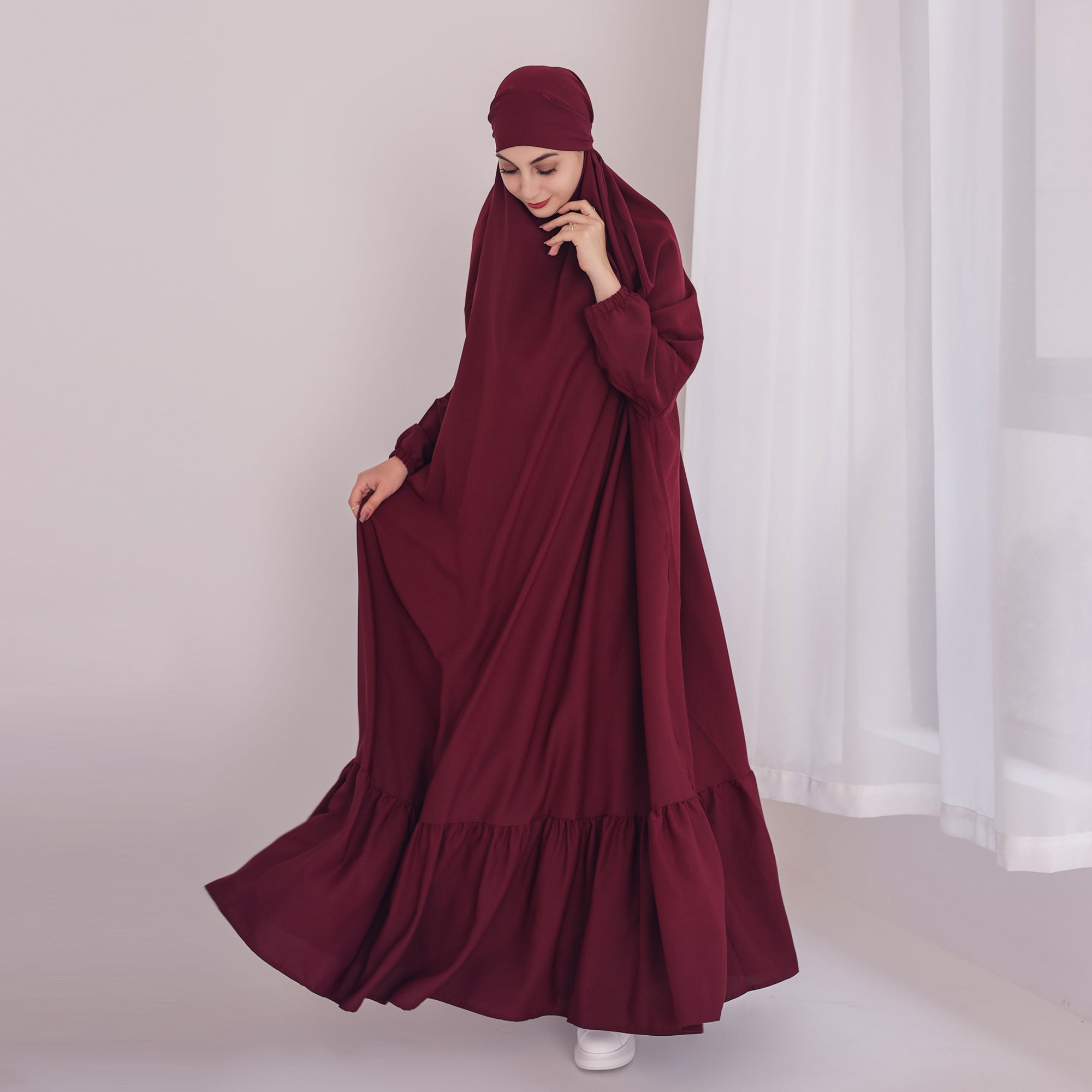 Anissa Jilbab Red - Premium Muslim Hijab Scarf for Women - Perfect for Prayer, Work, and Everyday Wear