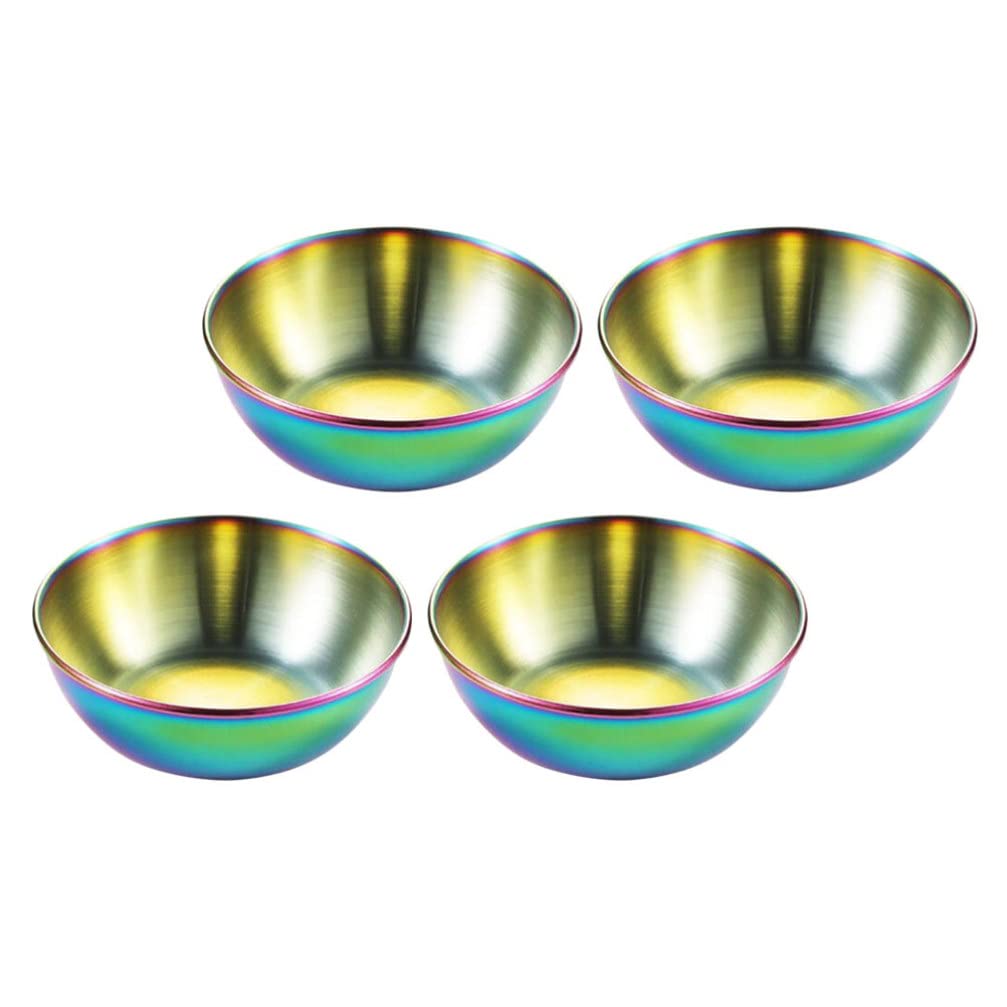 Stainless Steel Measuring Cups Set of 4 - Hemoton Metal Sauce Bowls, Dip Dishes & Seasoning Cups for Cooking, Baking, Sushi Soy Sauce - Perfect for Kitchen, Restaurants & Food Presentation