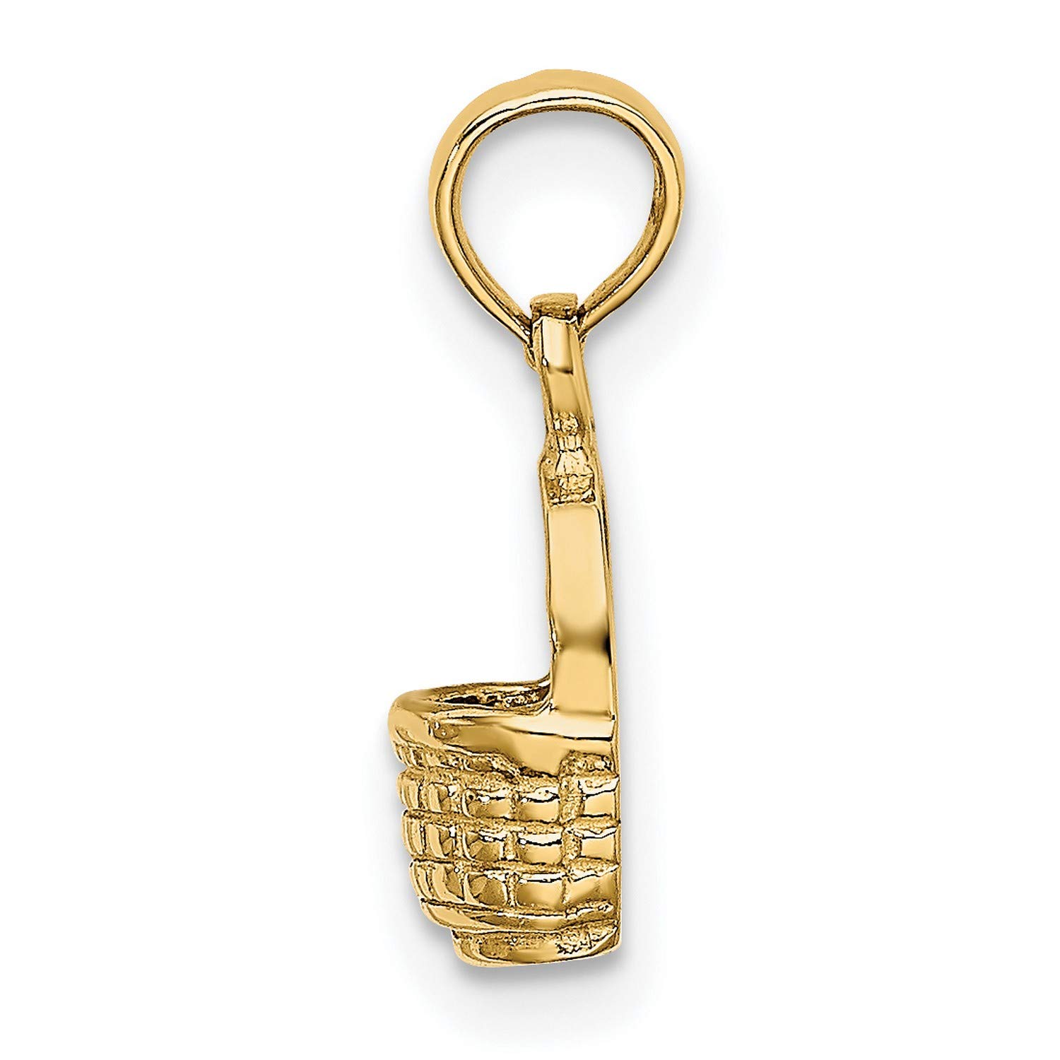 14K Yellow Gold Flat Back Mini Basket Charm - 9mm x 6mm - Perfect for Jewelry Making, Bracelets & Necklace Charms