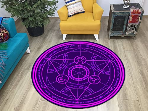 Full Metal Alchemist Transmutation Circle Cool Rug - Japanese Anime Manga Inspired Floor Mat for Living Room, Bedroom, or Gaming Setup - Non-Slip Doormat & Chair Mat - 3.6 ft (43