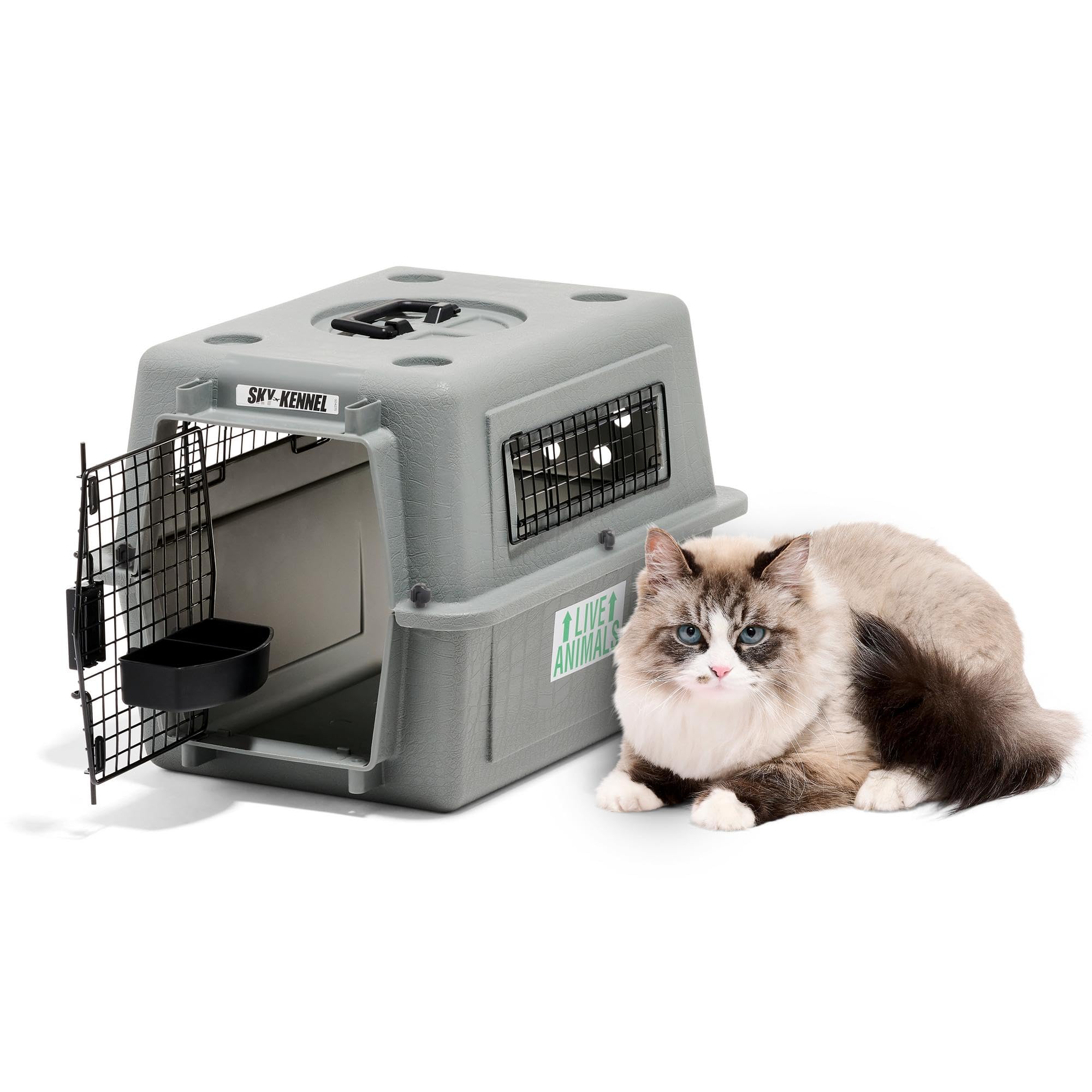 Petmate Sky Kennel - Airline Approved Travel Dog Crate for Small Pets up to 15 lbs, Heavy Duty Plastic Pet Carrier for Airplane & Car Travel - 21 Inch (Made in USA) - Perfect for Flying, Road Trips & Vet Visits