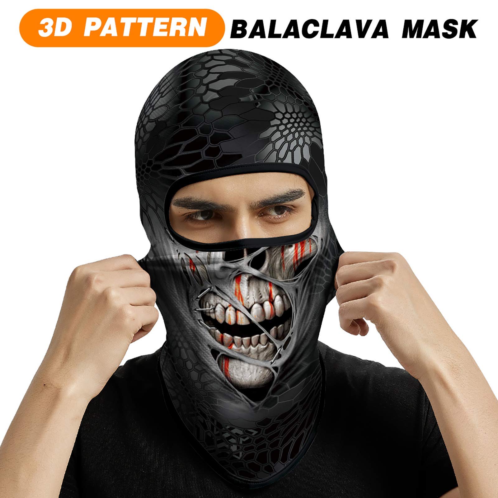 Venswell 3D Skull Balaclava Ski Mask - Winter Face Cover for Skiing, Snowboarding, Motorcycle Riding & Halloween Costumes - Breathable Full Face Mask for Cold Weather Protection
