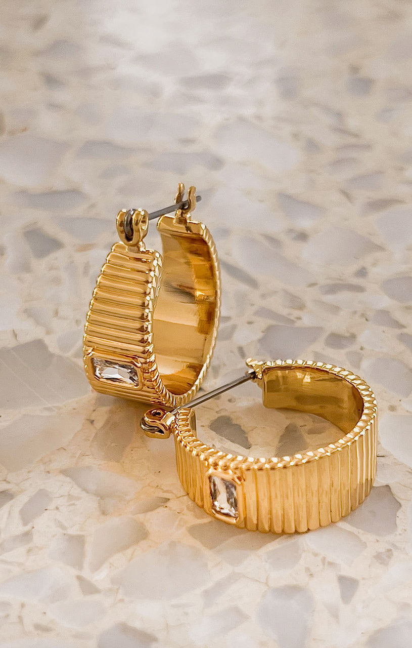 LUV AJ The Francois Ridged Hoop Earrings - Gold Plated 14K Hypoallergenic Women's Jewelry for Everyday Wear & Special Occasions