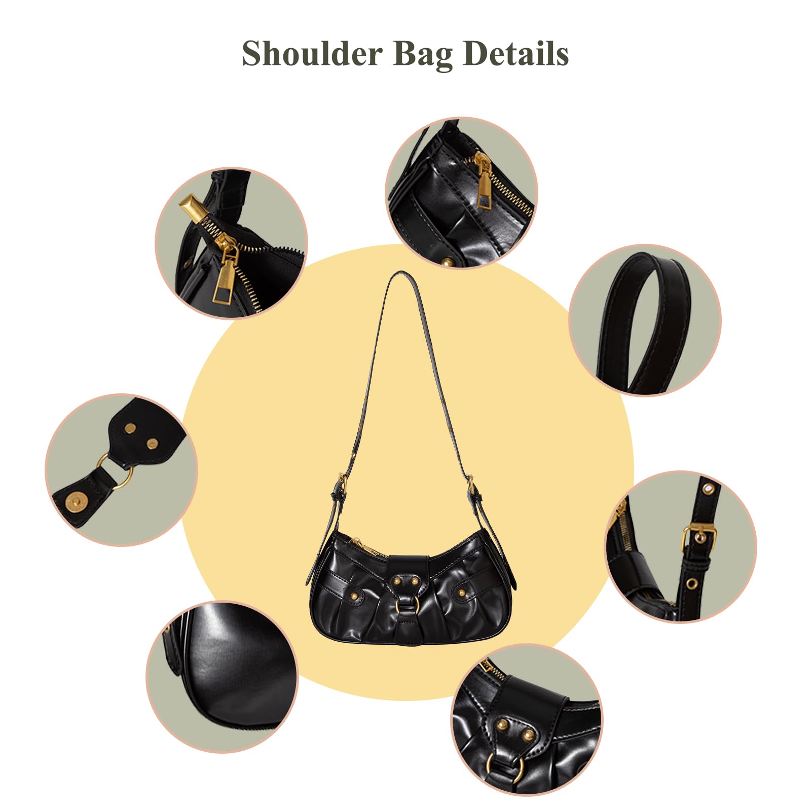 Trendy Y2K Shoulder Bag for Women - Stylish Crossbody Purse with Pleated Design, Perfect for Daily Use, Travel & Casual Outings