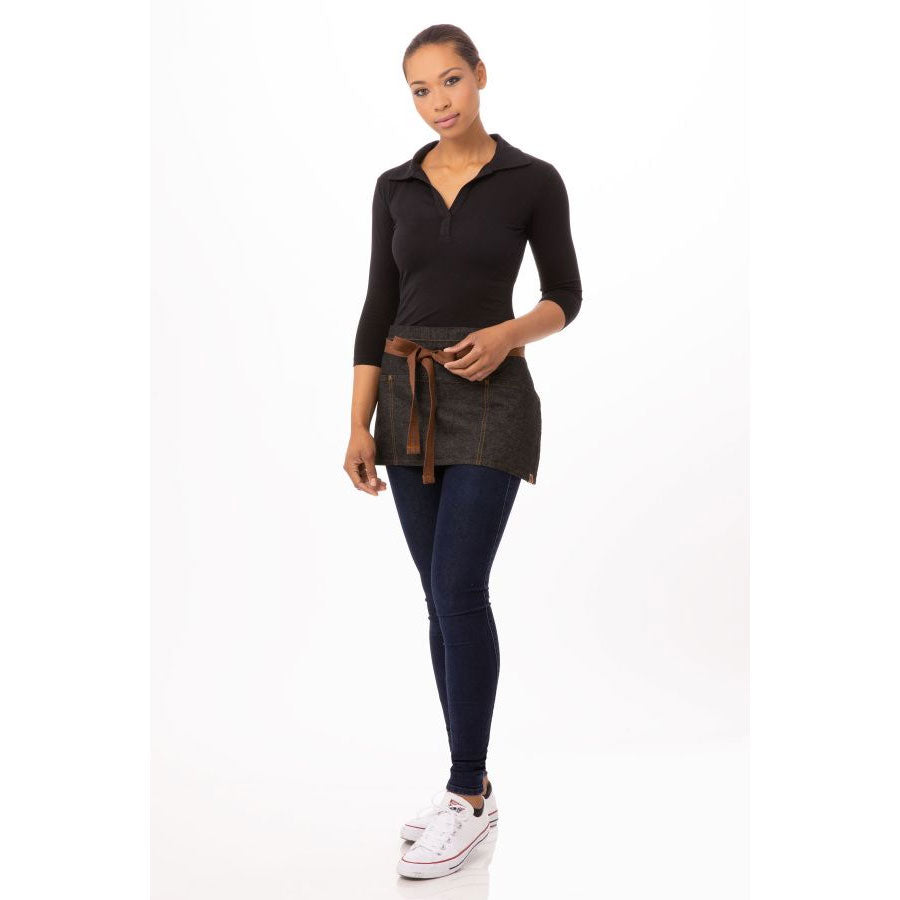 Chef Works AW054BLK Memphis Waist Apron - Black, 23