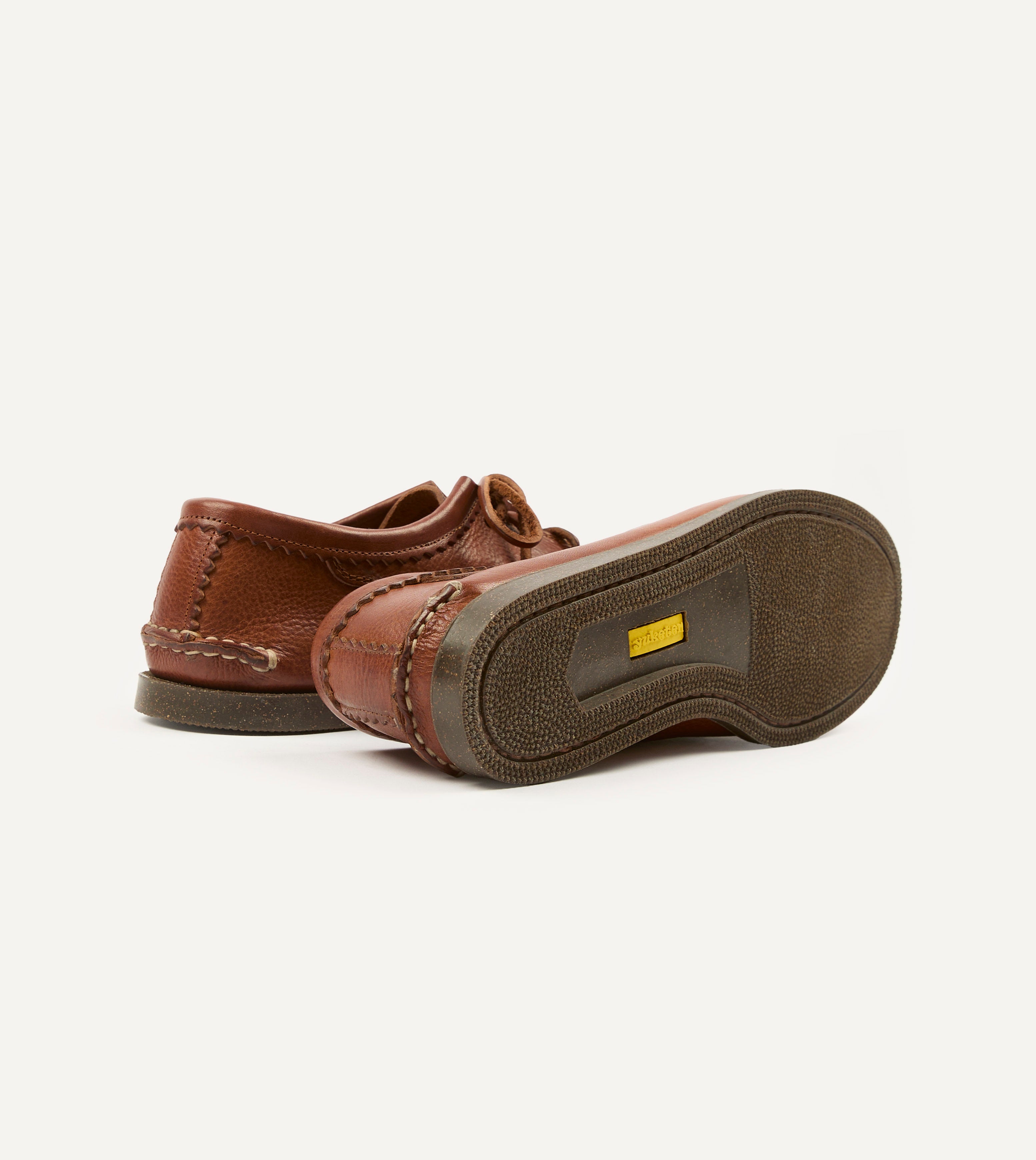 Yuketen Cognac Italian Leather Blucher Shoes with Camp Sole - Comfortable & Stylish for Outdoor Adventures & Casual Wear